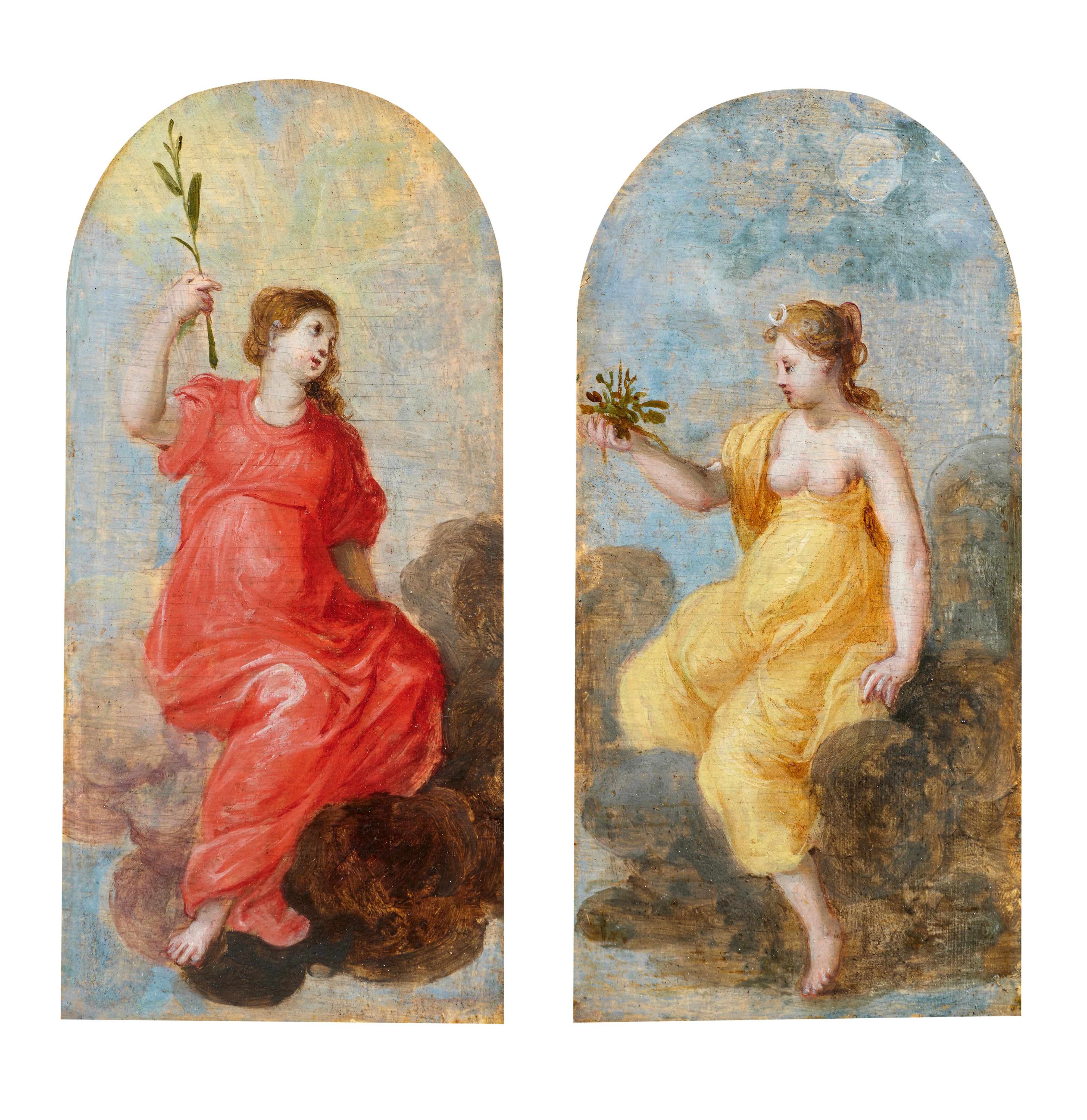 Hendrick van Balen - Die Göttinnen Aurora und Luna. Paar Gemälde - image-1