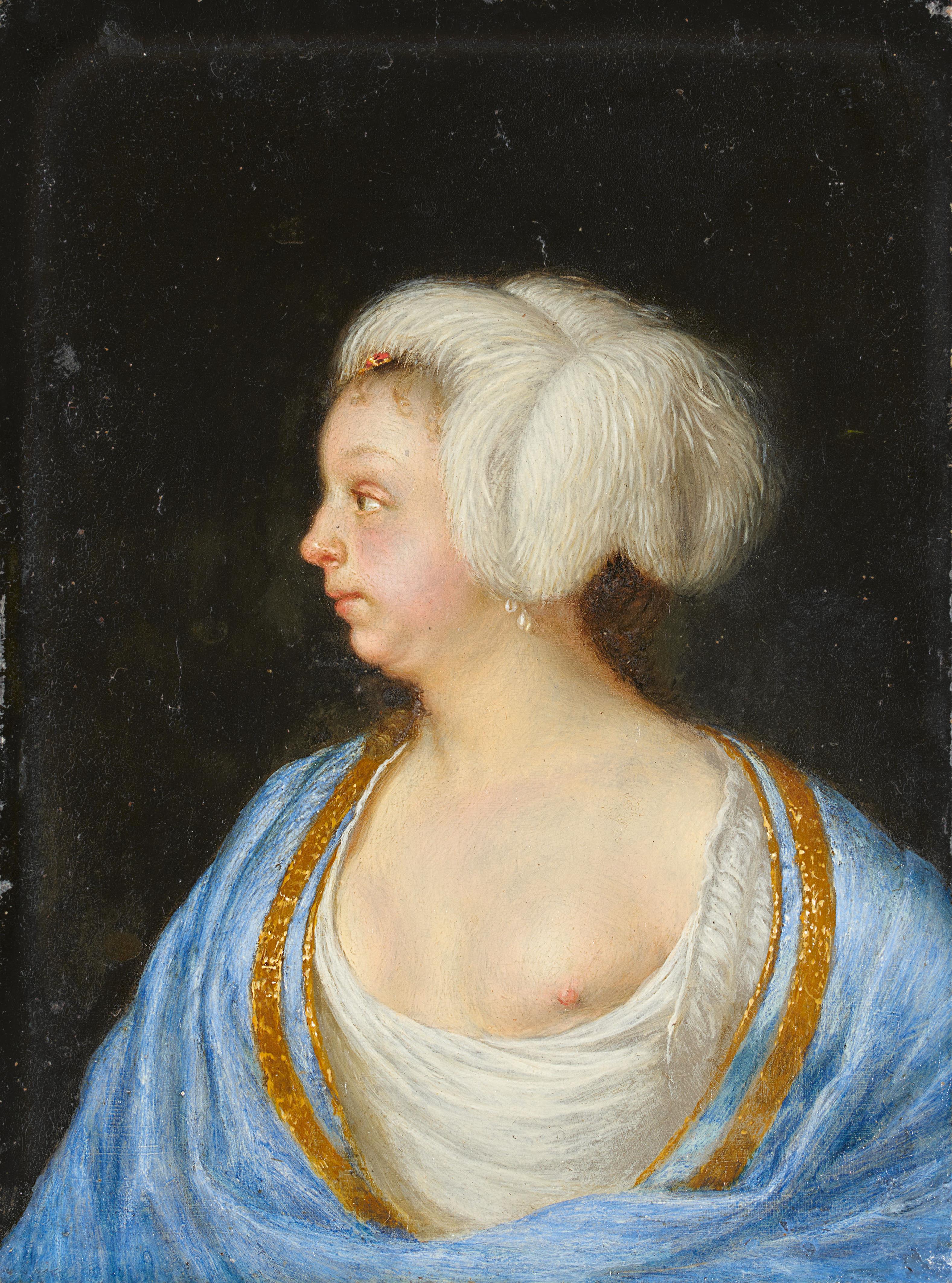 Frans van Mieris, copy after - Portrait of a Courtesan, presumably Cunera van der Cock - image-1
