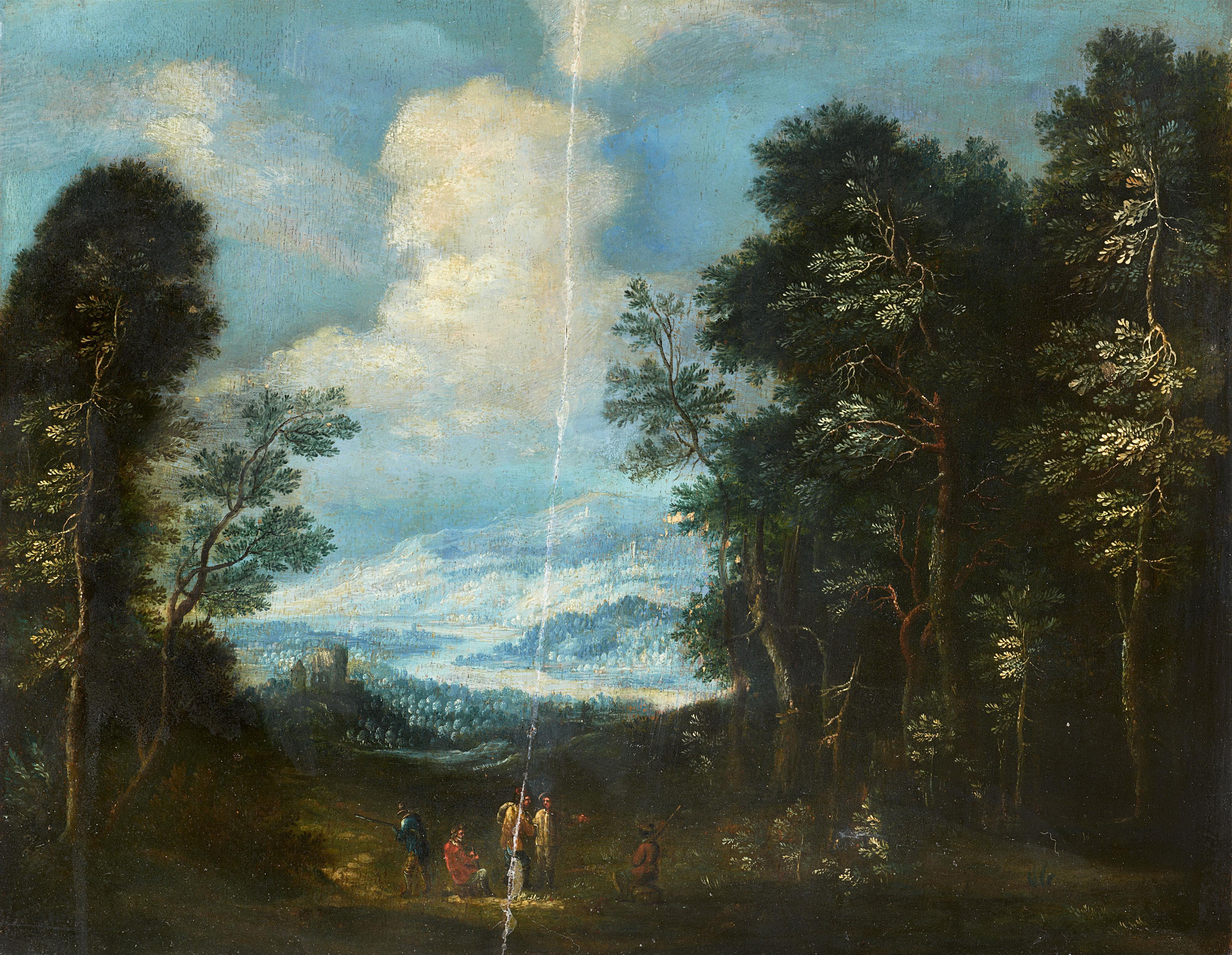 Johann Jacob Hartmann - Zwei bewaldete Landschaften mit Staffagefiguren - image-2
