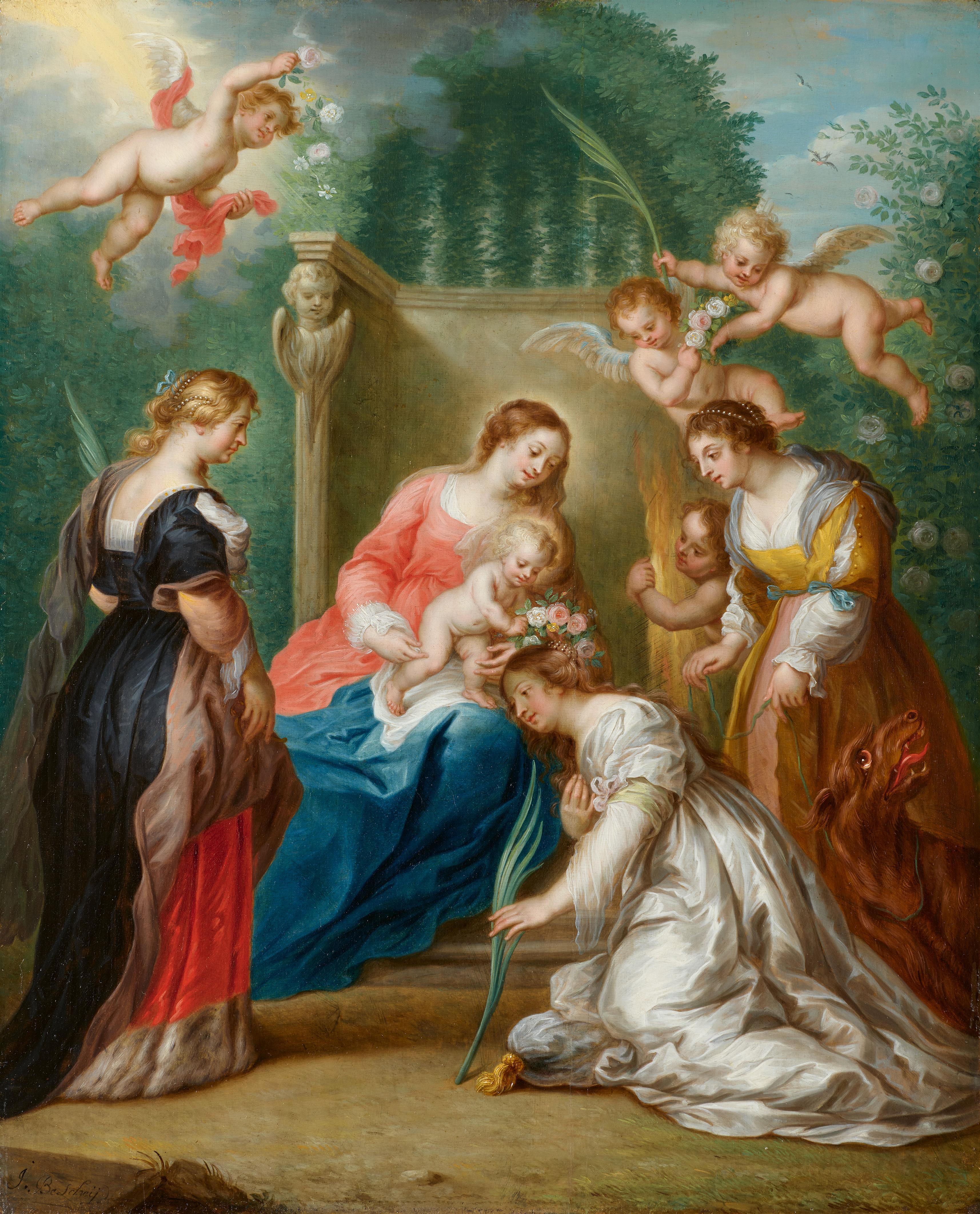Andries Beschey - The Crowning of Saint Catherine of Alexandria, with Saint Apollonia and Saint Margaret of Antioch - image-1