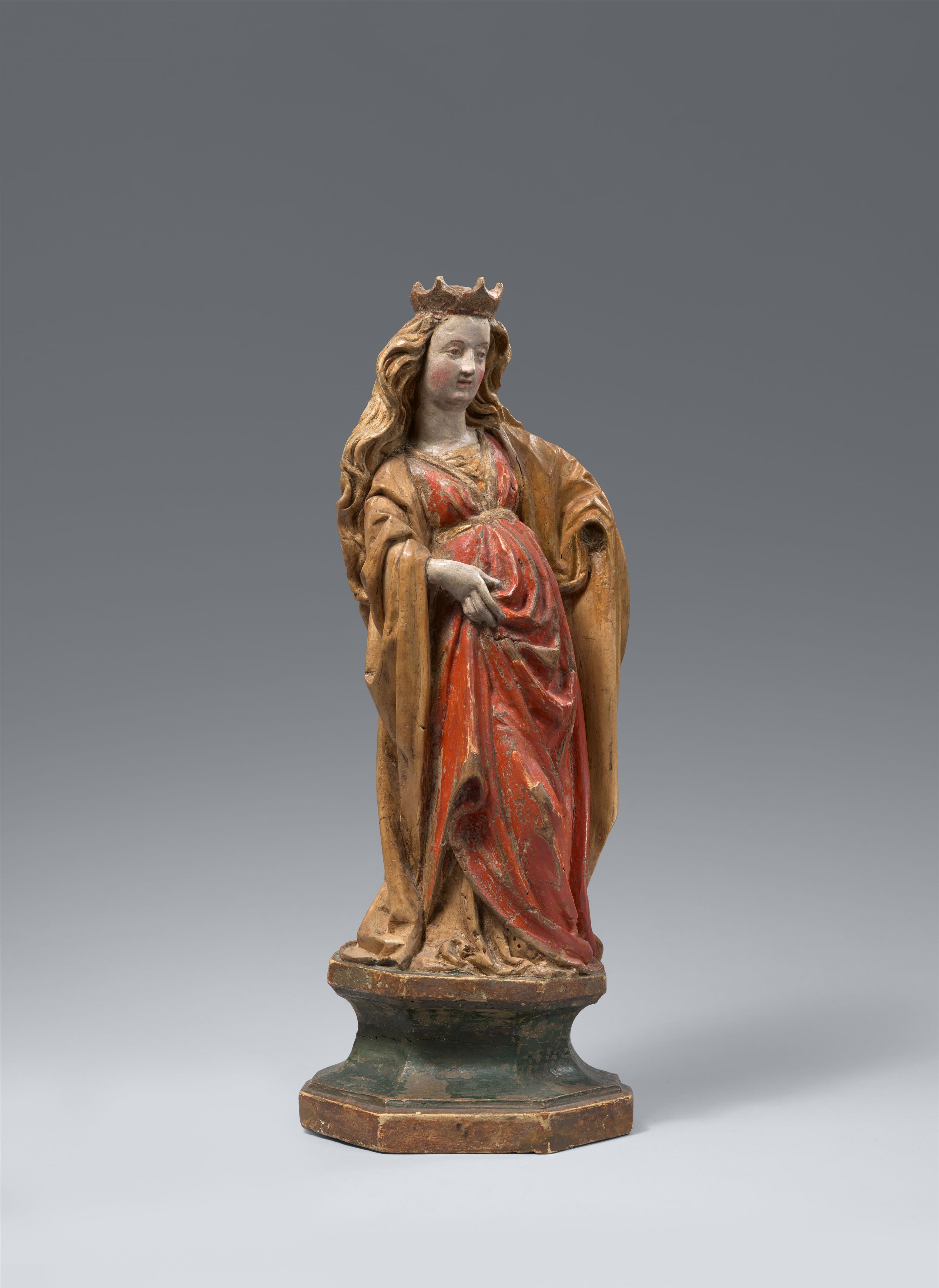 Upper Rhine-Region circa 1460/1470 - A carved limewood figure of a standing female saint, Upper Rhine Region, circa 1460/70 - image-1
