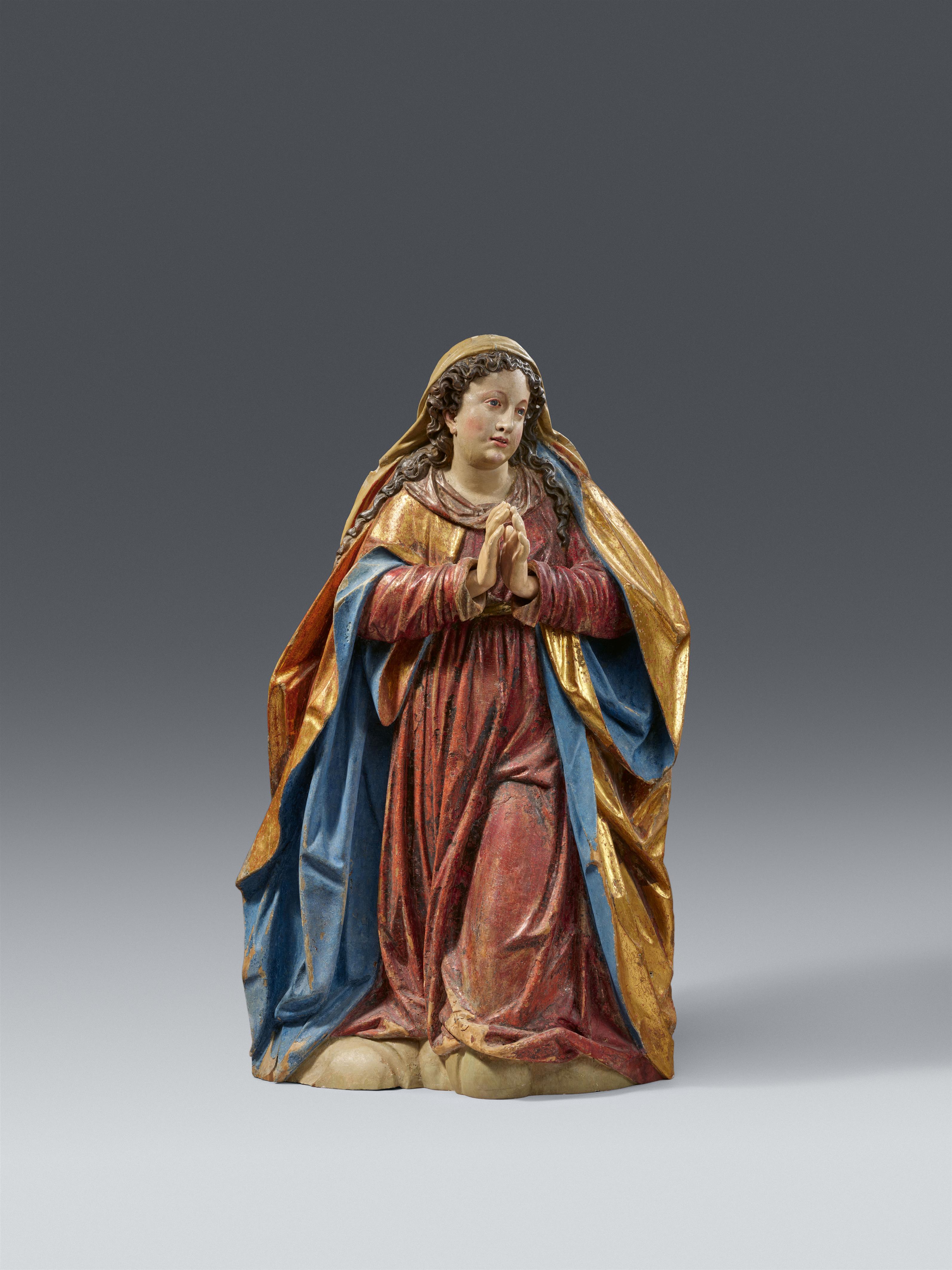 Bartholomäus Steinle, attributed to - A carved limewood figure of the kneeling Virgin from a coronation scene, attributed to Bartholomäus Steinle. - image-1