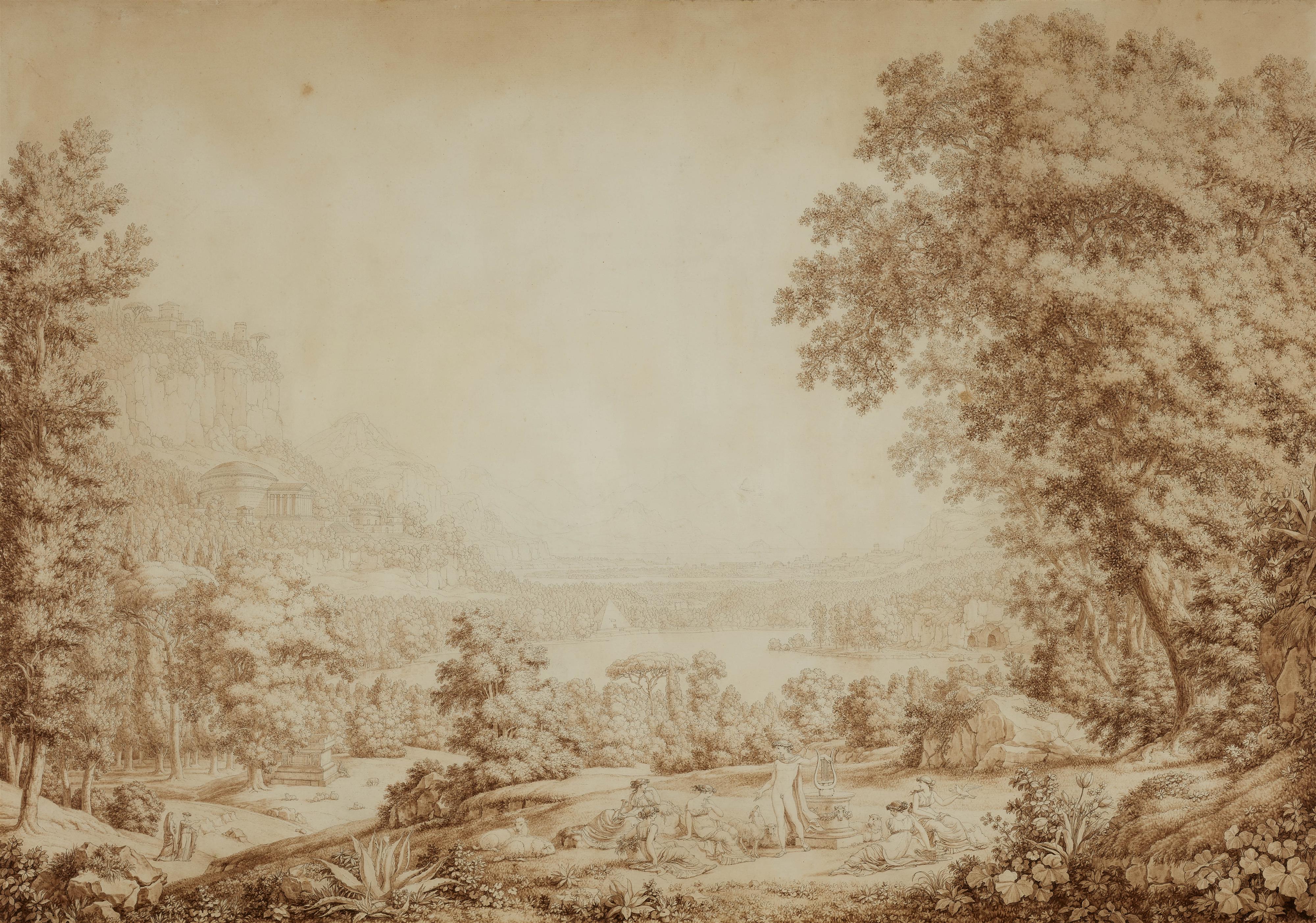 Christoph Heinrich Kniep - Arkadische Landschaft mit Apoll und seinen Musen - image-1