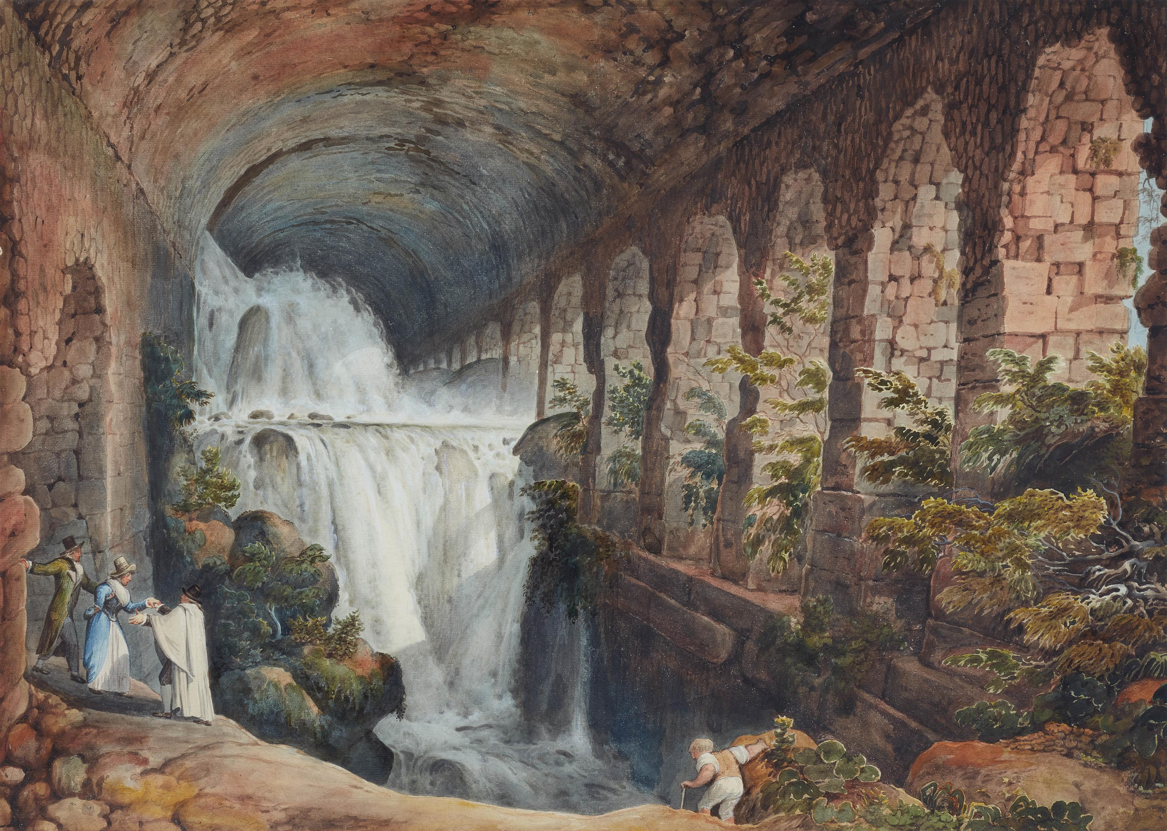 Abraham Louis Rodolphe Ducros - The Aqueduct under the Villa of Maecenas in Tivoli - image-1