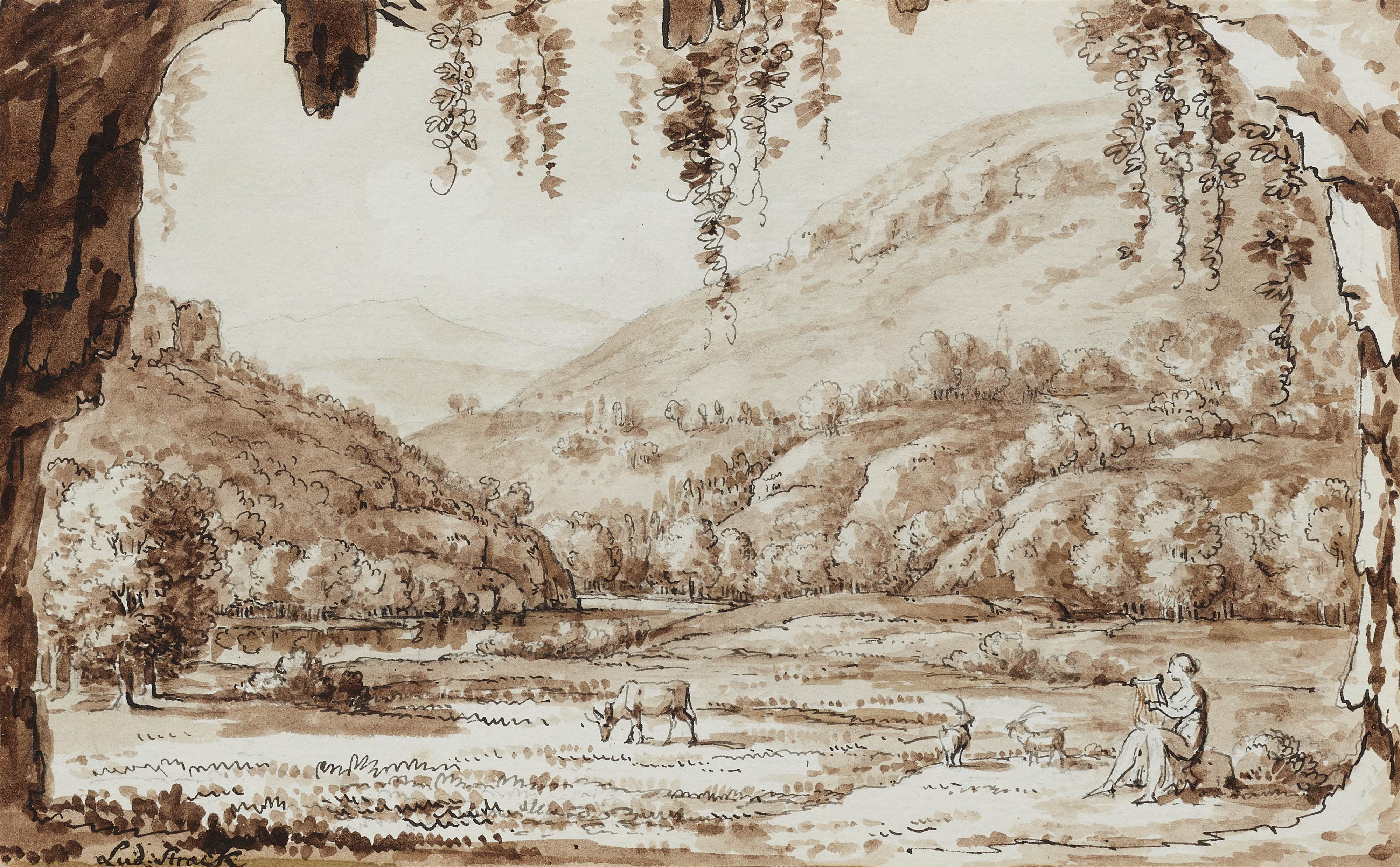 Ludwig Philipp Strack - Arkadische Landschaft mit Musizierendem Apoll - image-1