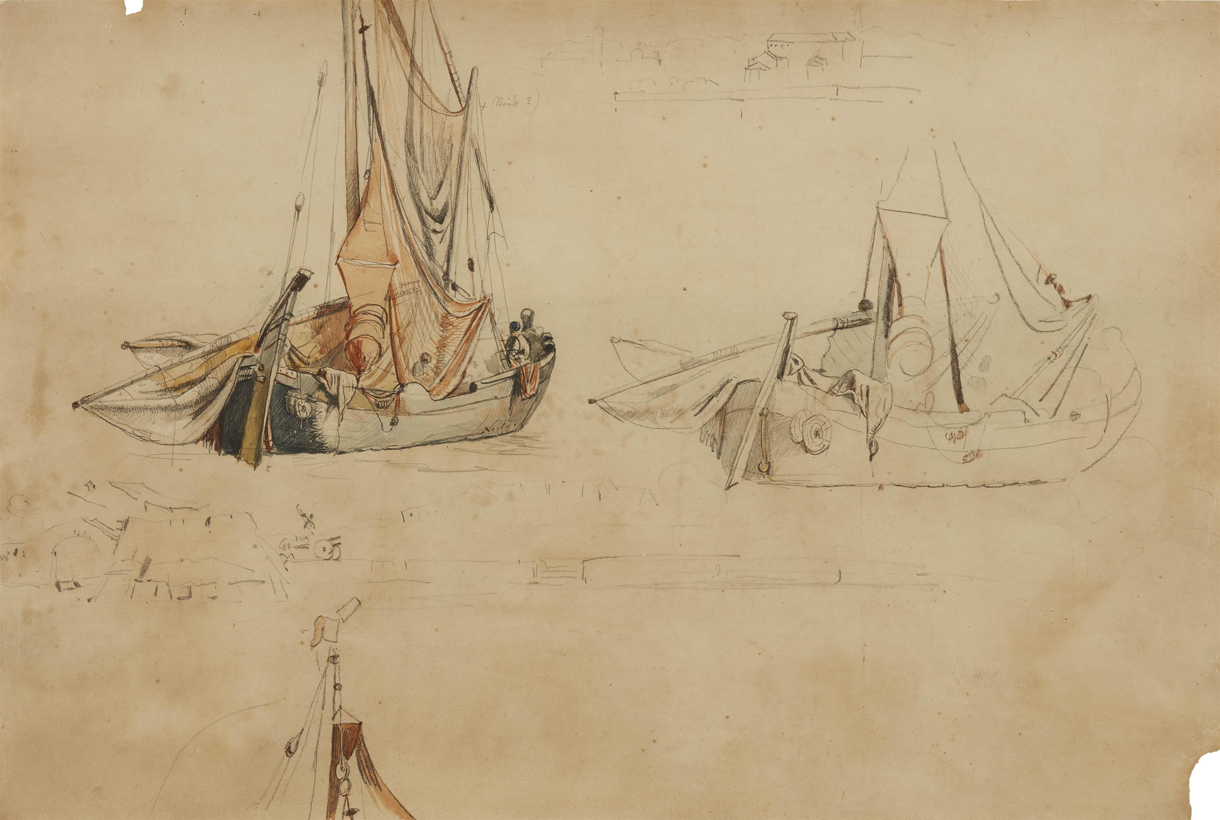 Friedrich Nerly - Zwei Fischerboote in der Lagune von Venedig - image-1