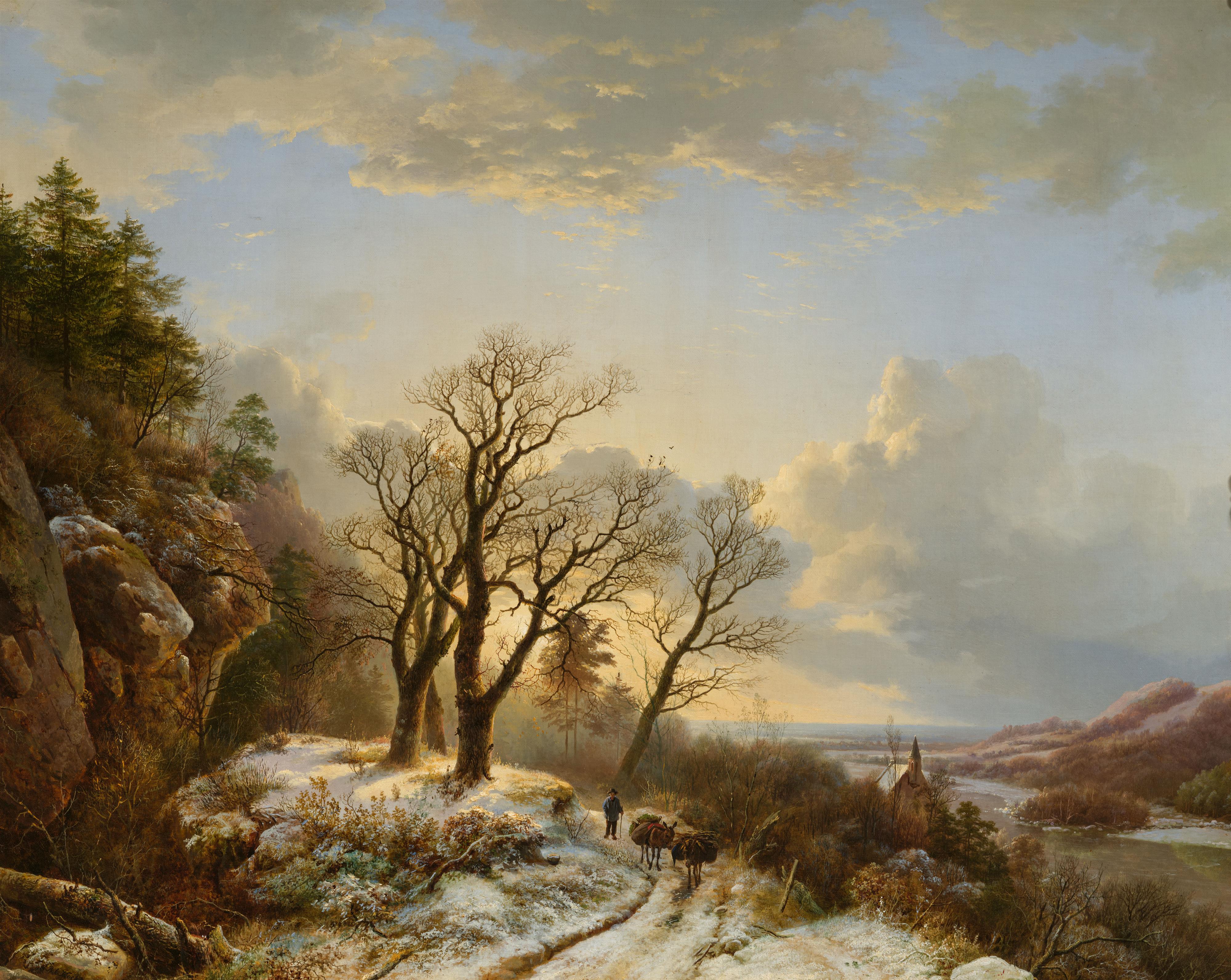 Barend Cornelis Koekkoek - Large Winter Landscape - image-1