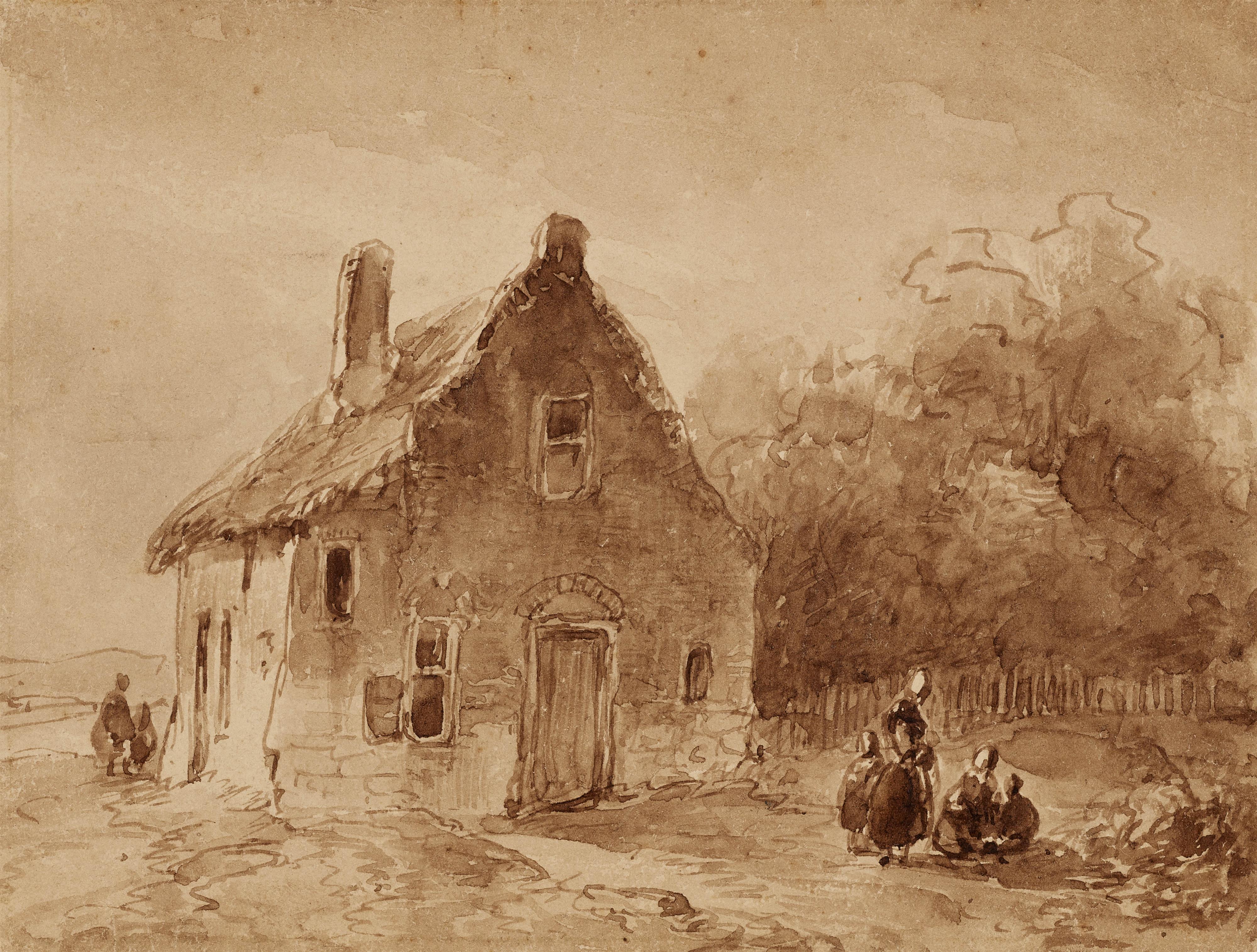Andreas Schelfhout - Landscape with a House and Staffage - image-1