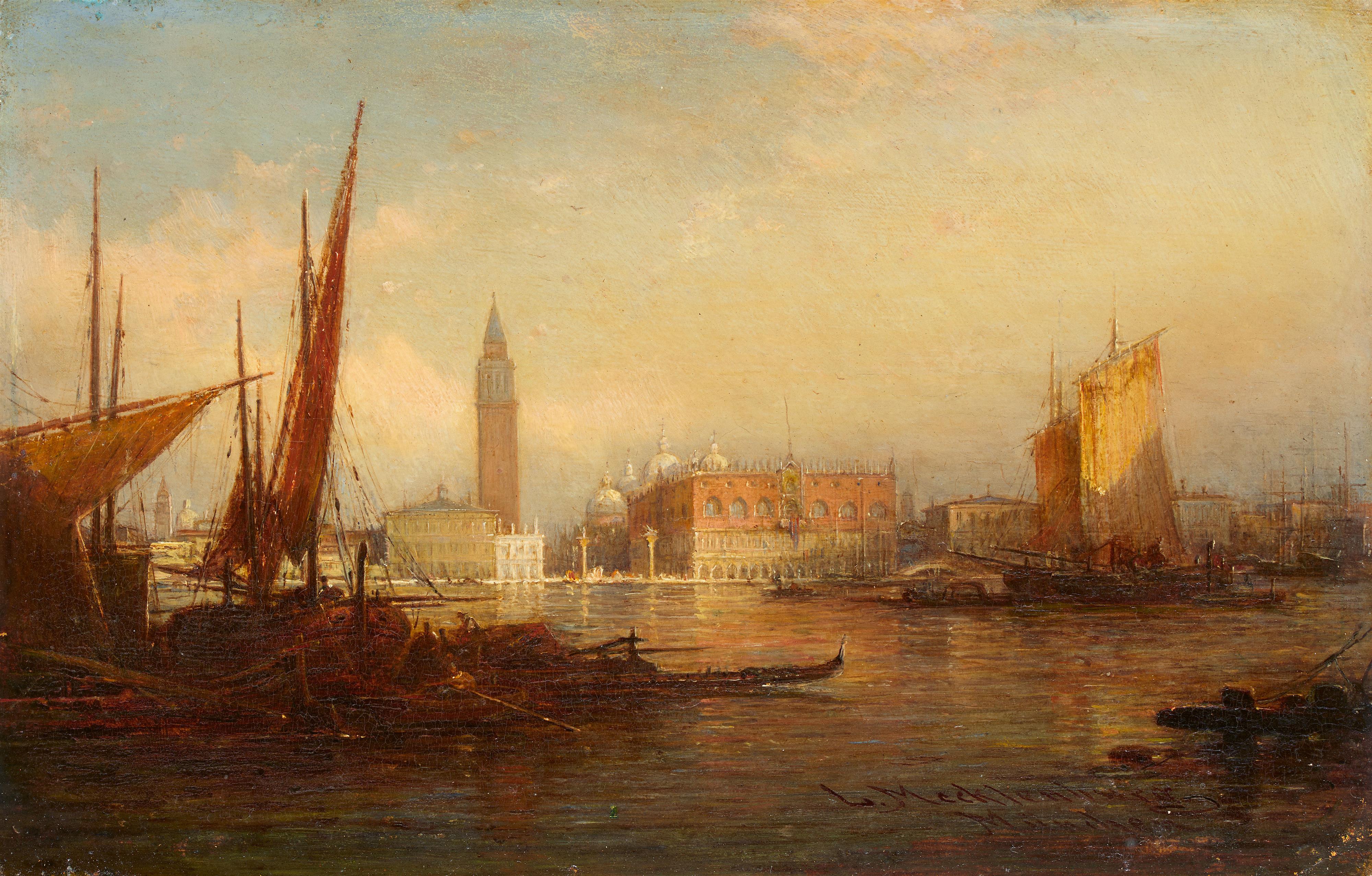 Ludwig (Louis) Mecklenburg - View of Venice with the Doge's Palace and St. Mark's Tower - image-1