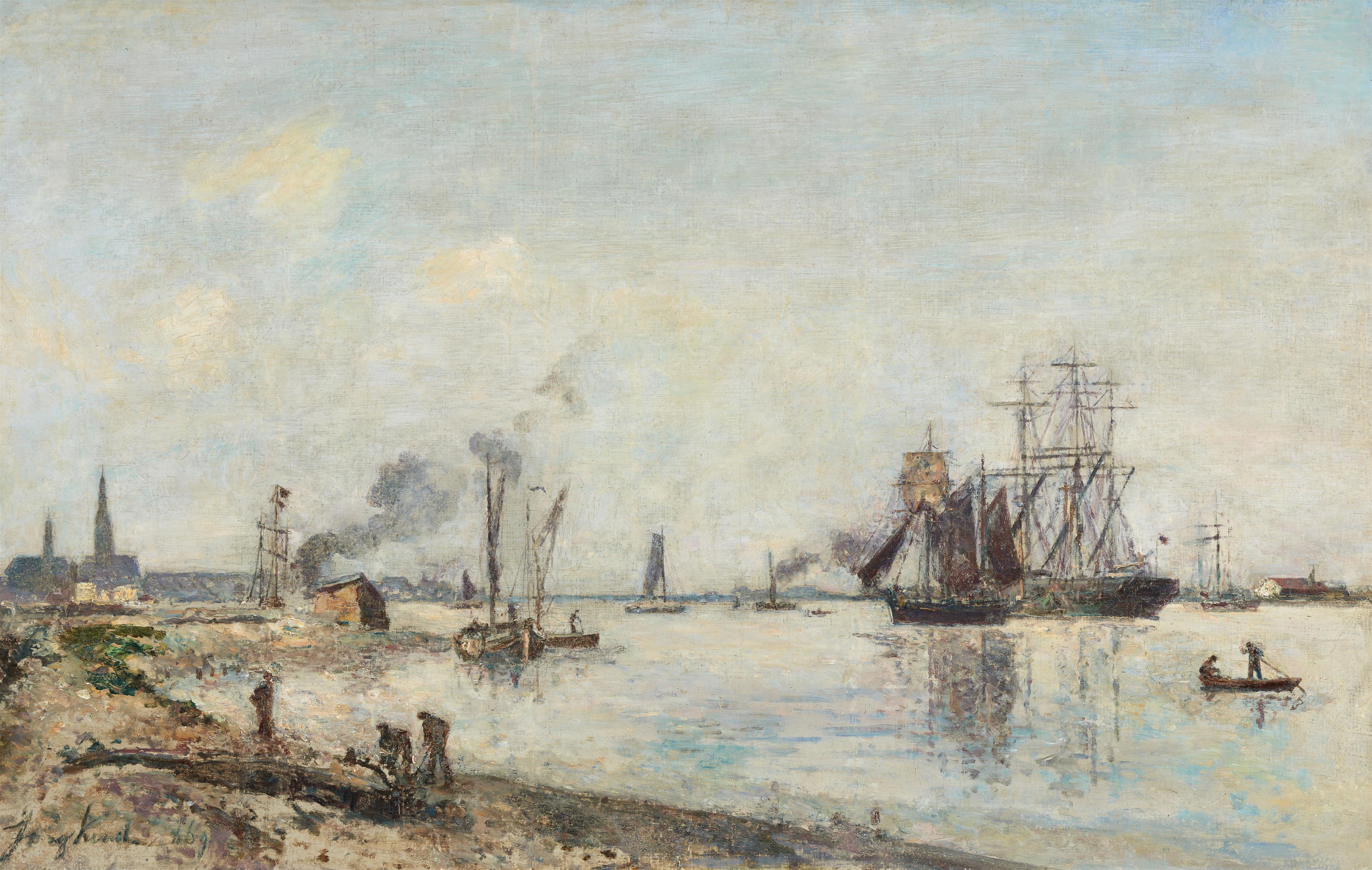 Johan Barthold Jongkind - Harbour Entrace at Antwerp - image-1