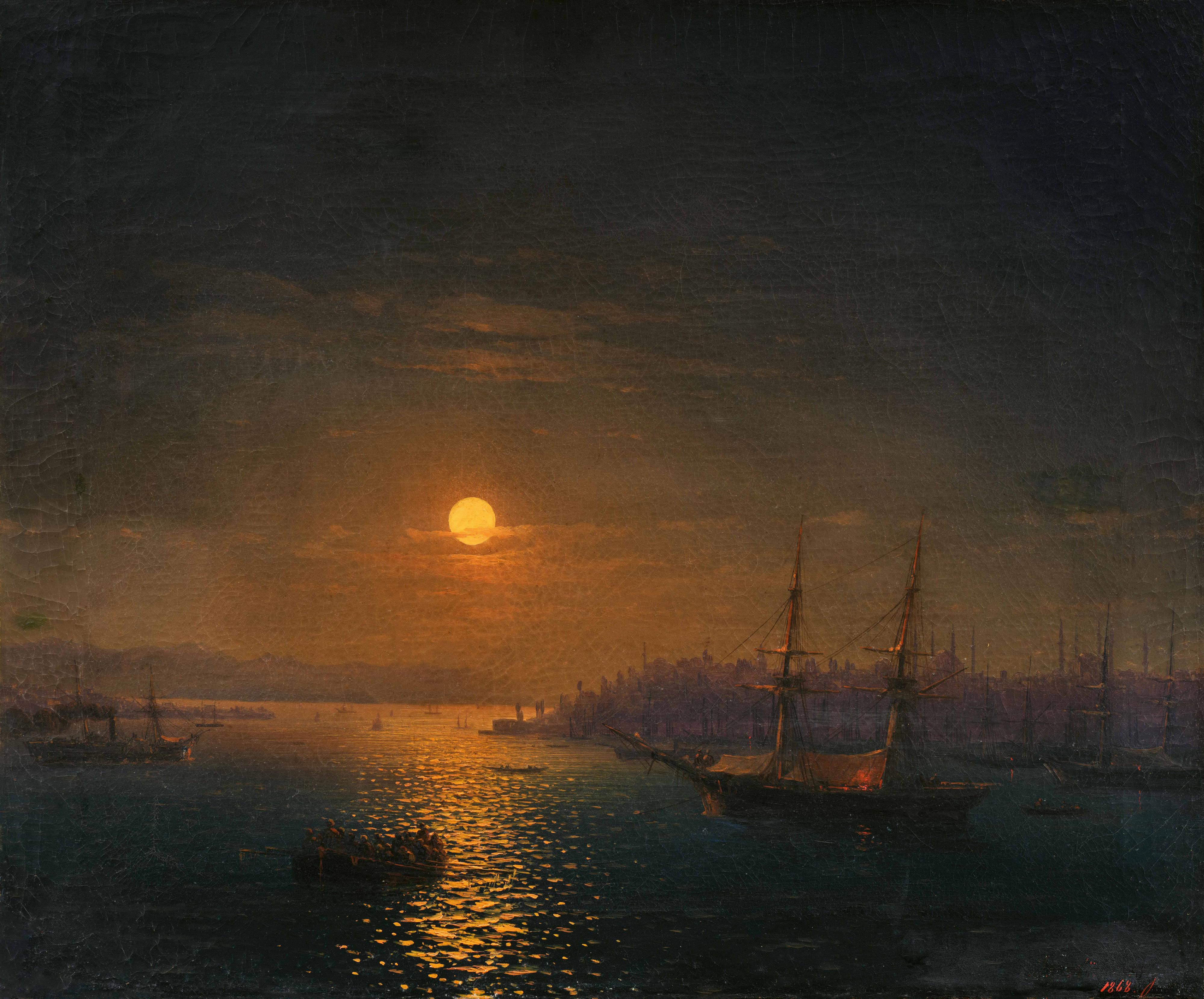 Iwan Konstantinowitsch Aivazovsky - Istanbul: The Golden Horn by Moonlight - image-1