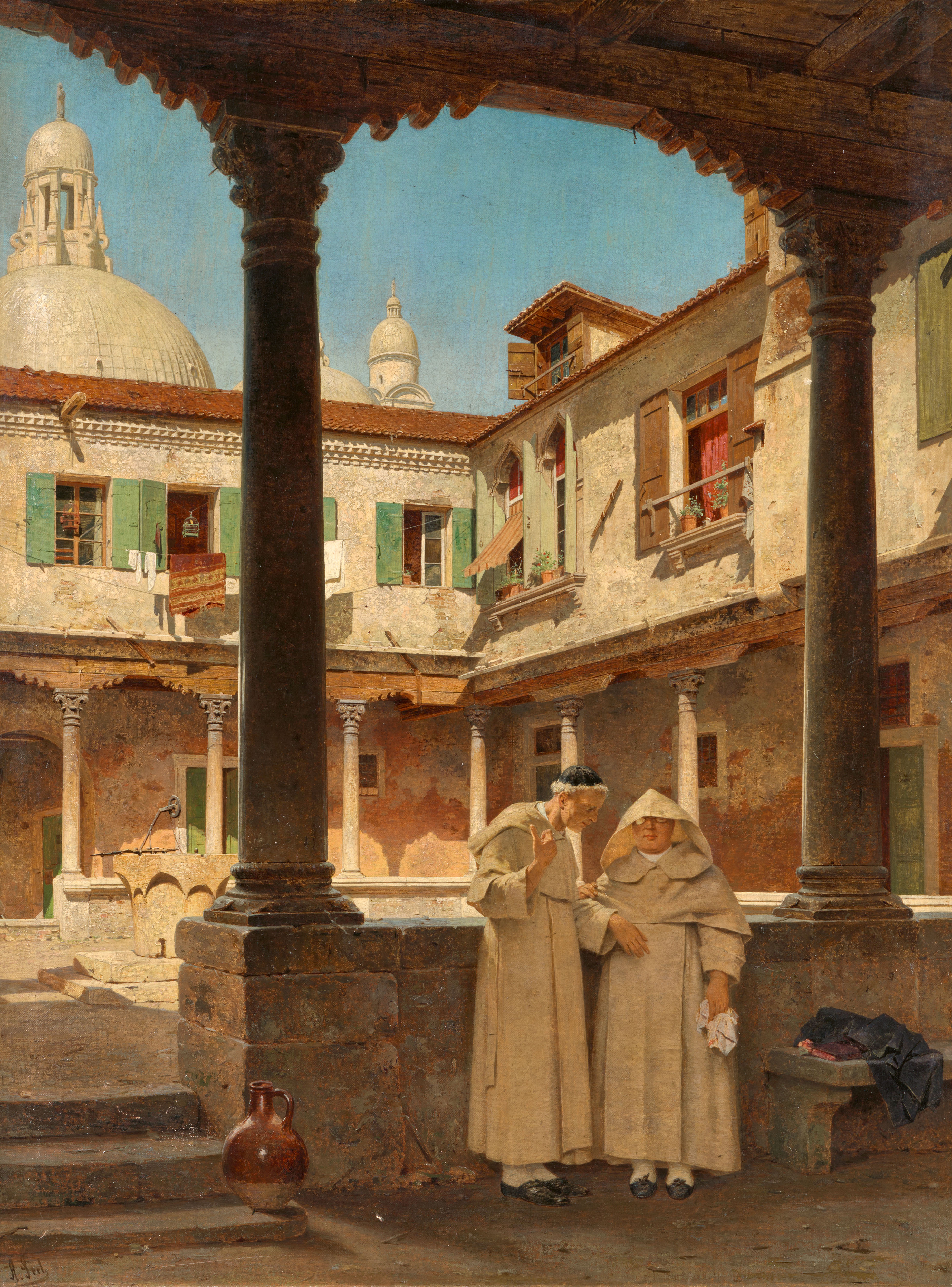 Adolf Seel - Der Kreuzgang der Abtei San Gregorio in Venedig mit Blick auf Santa Maria della Salute - image-1