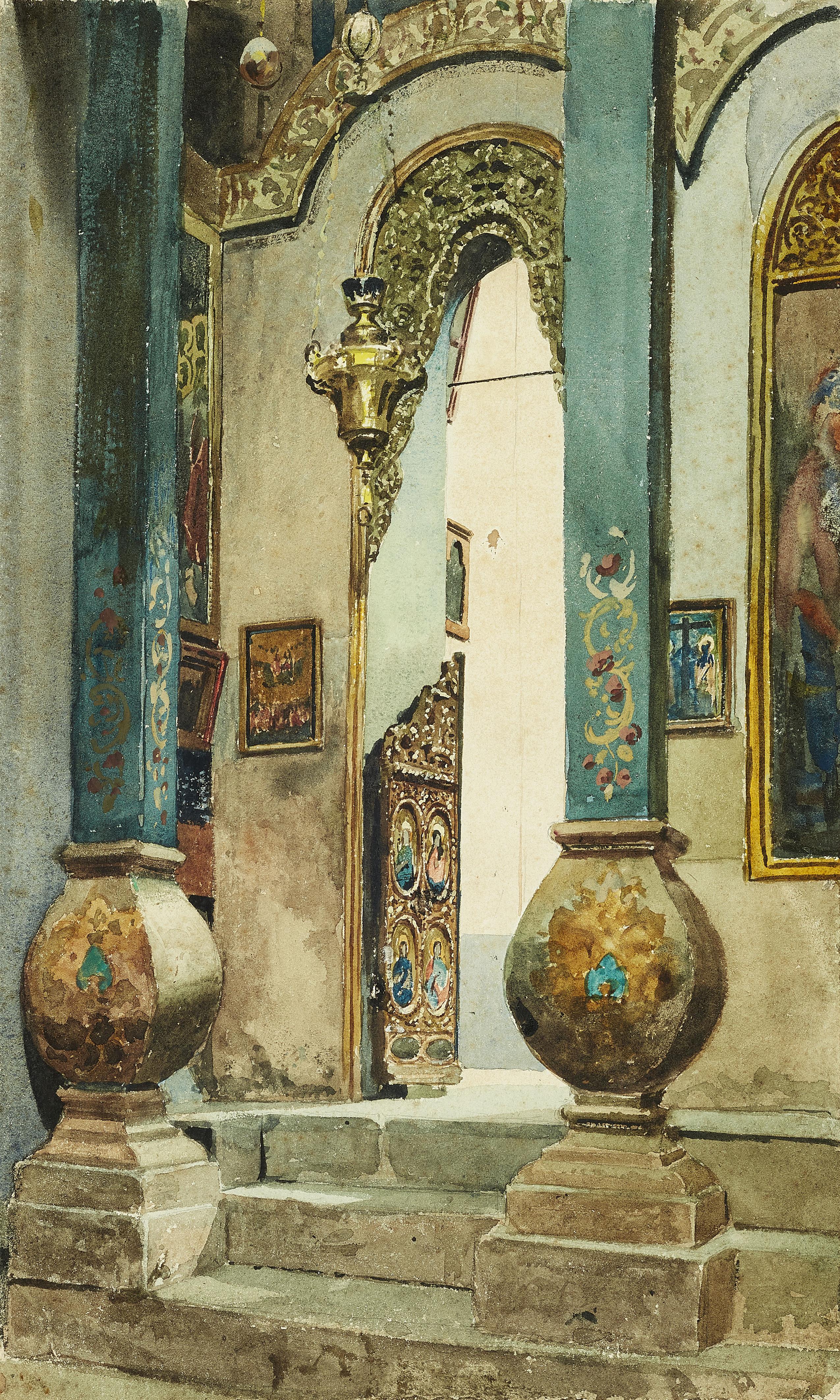 Adolf Seel - A Passage from inside the Church of the Holy Sepulchre in Jerusalem - image-1