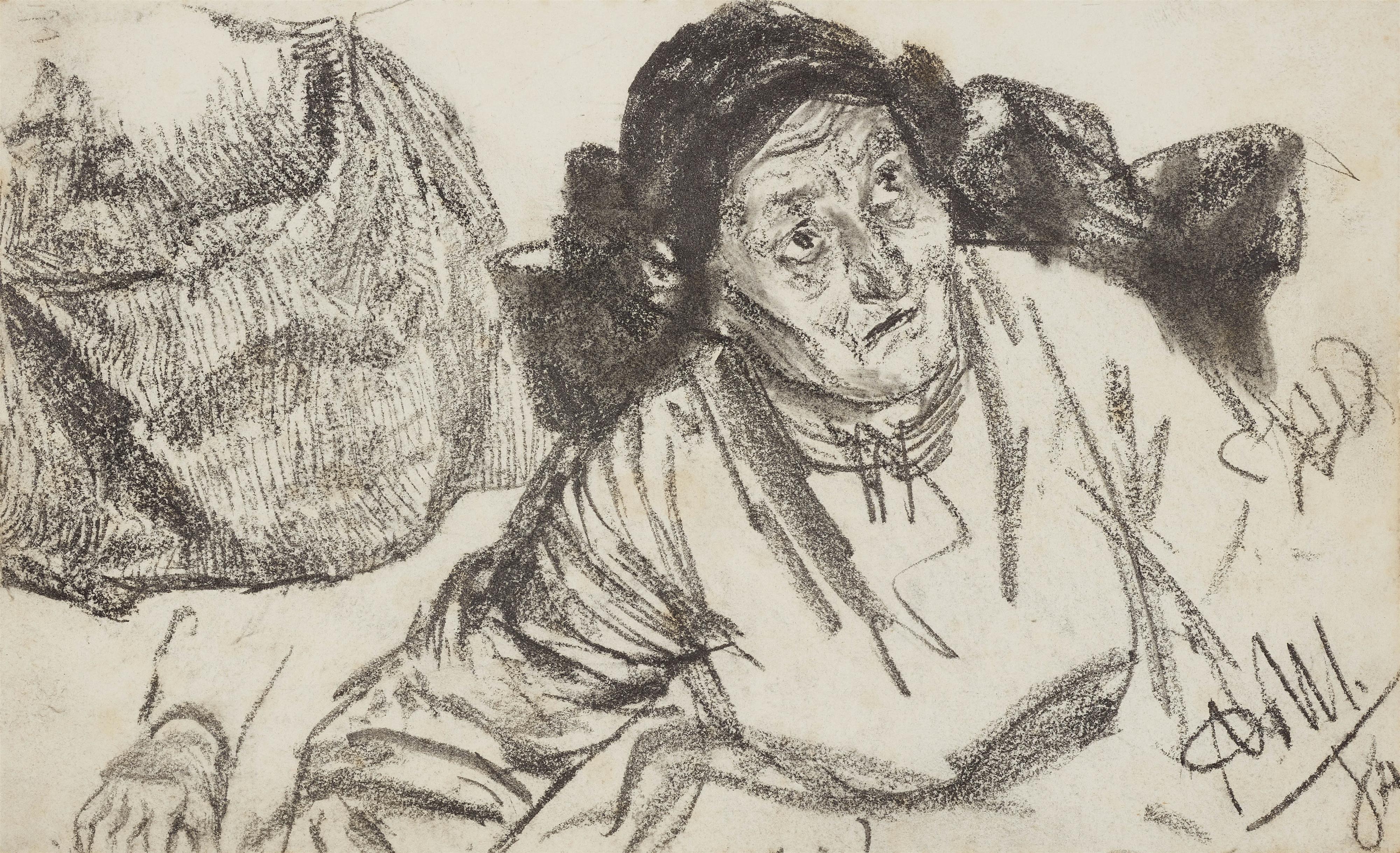 Adolph von Menzel - Study of an Old Woman - image-1