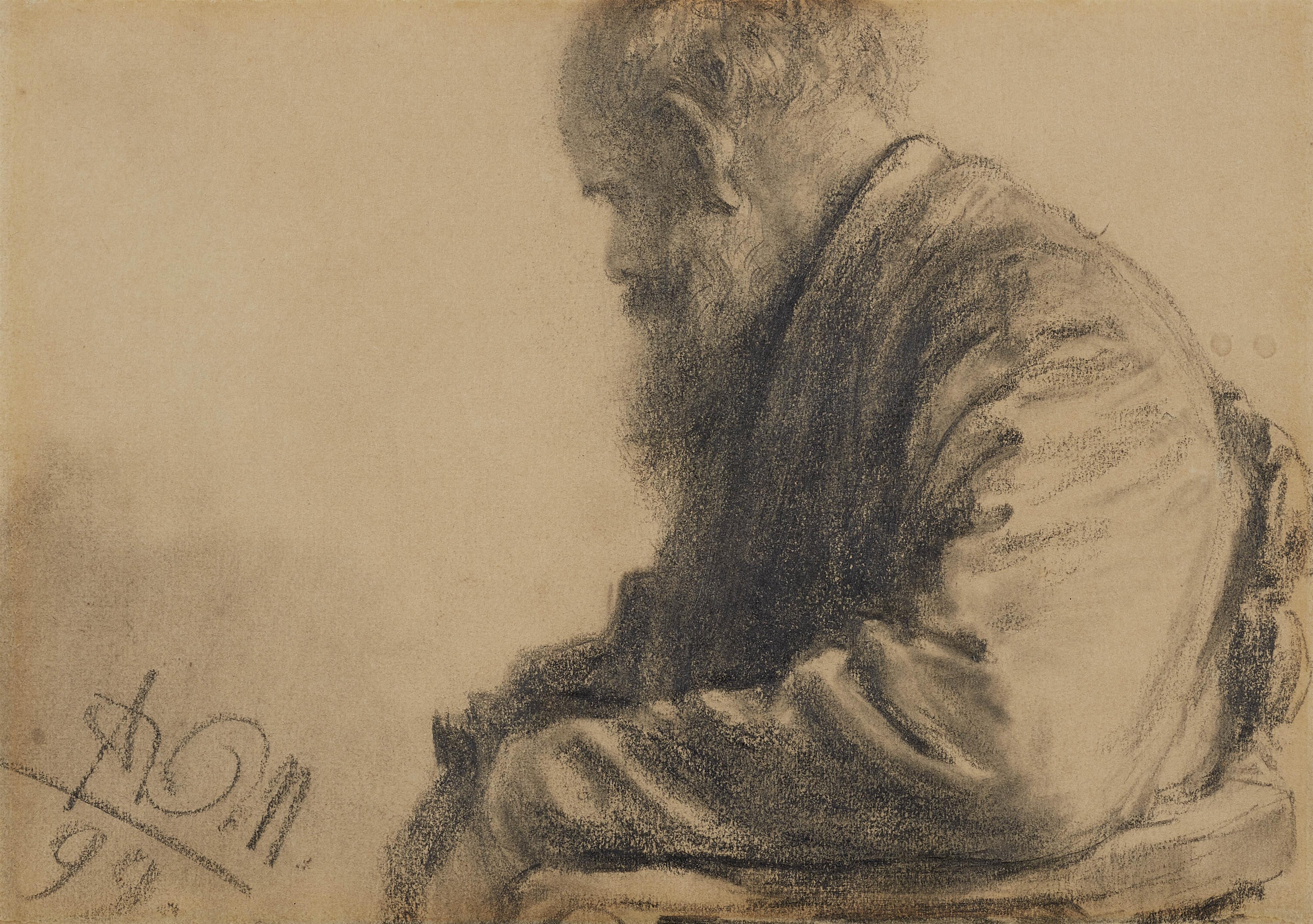 Adolph von Menzel - Bildnis eines Alten Mannes mit Bart - image-1