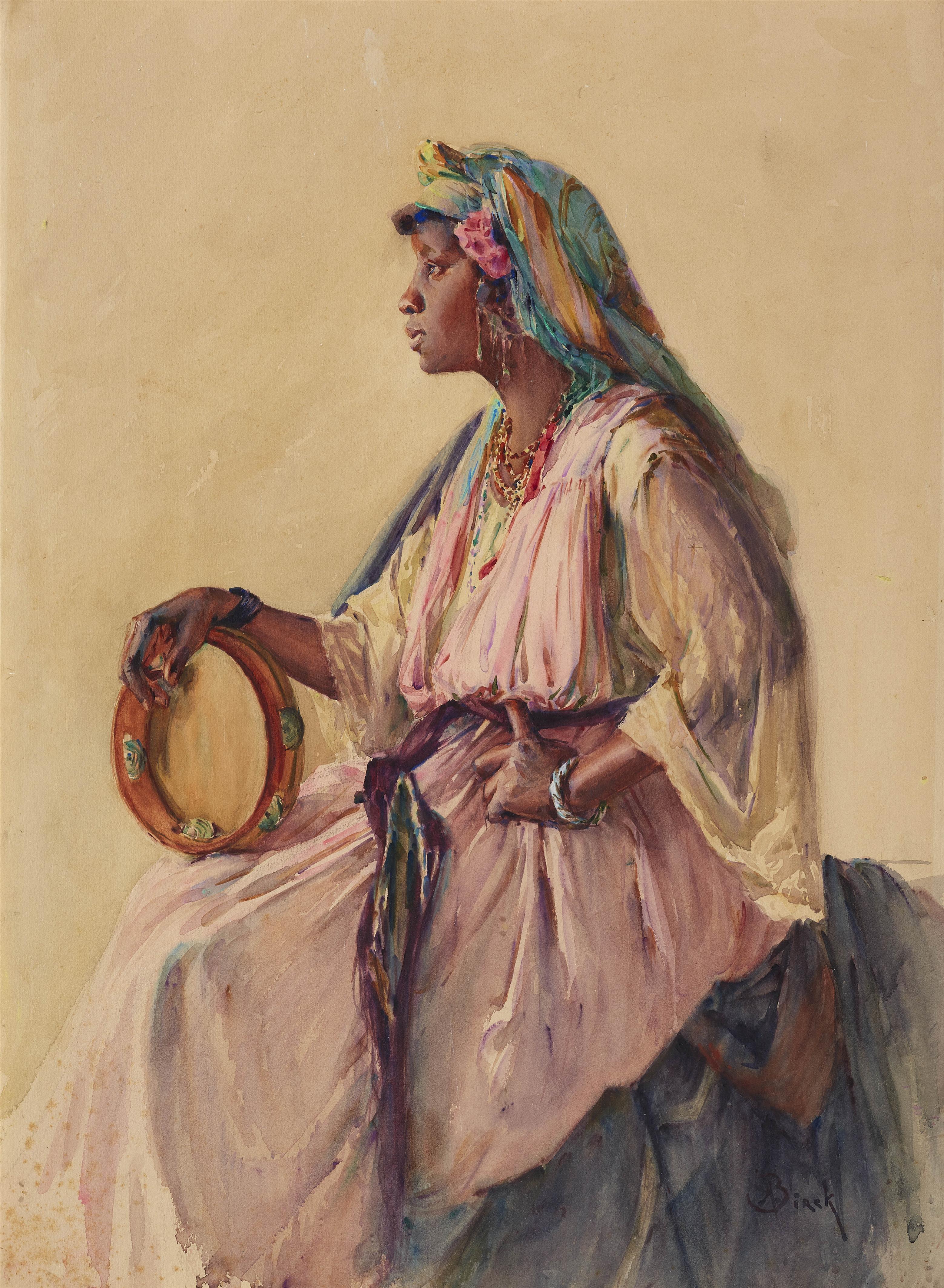 Alphonse Birck - Algerian Dancer holding a Tambourine - image-1