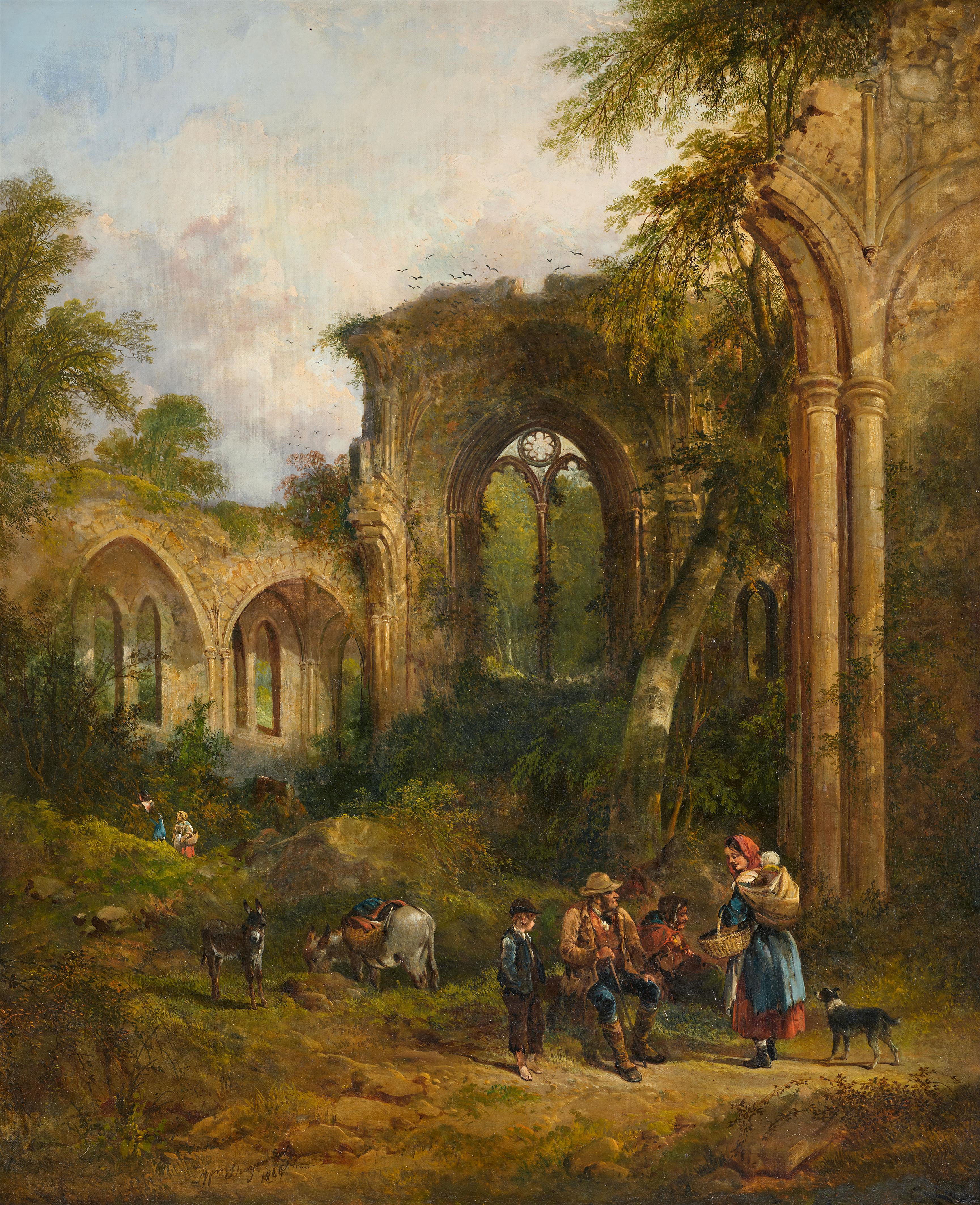 William Joseph Shayer - Gothic church ruins in the forest - image-1
