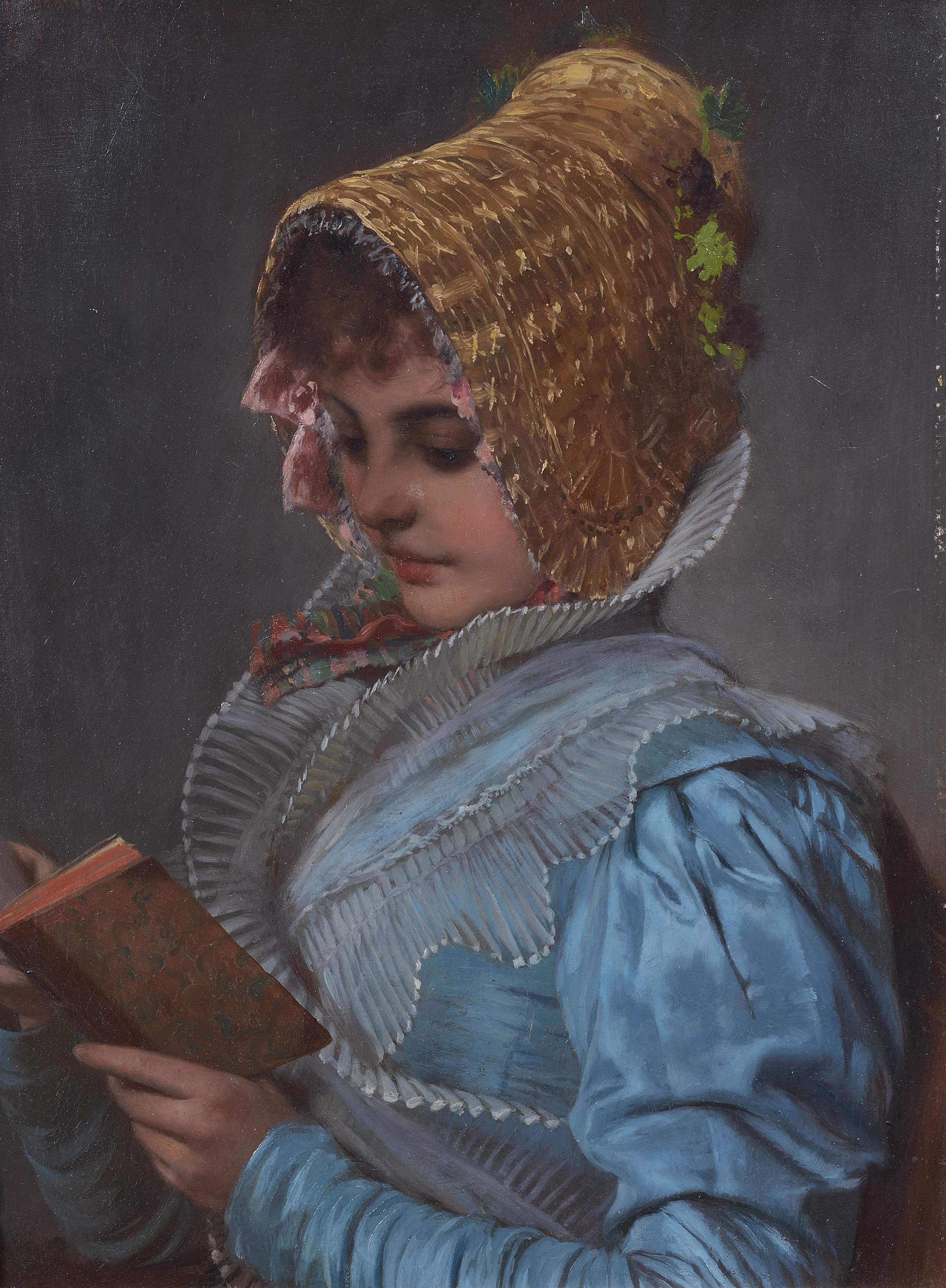 Hermann Kaulbach - A Girl Reading - image-1