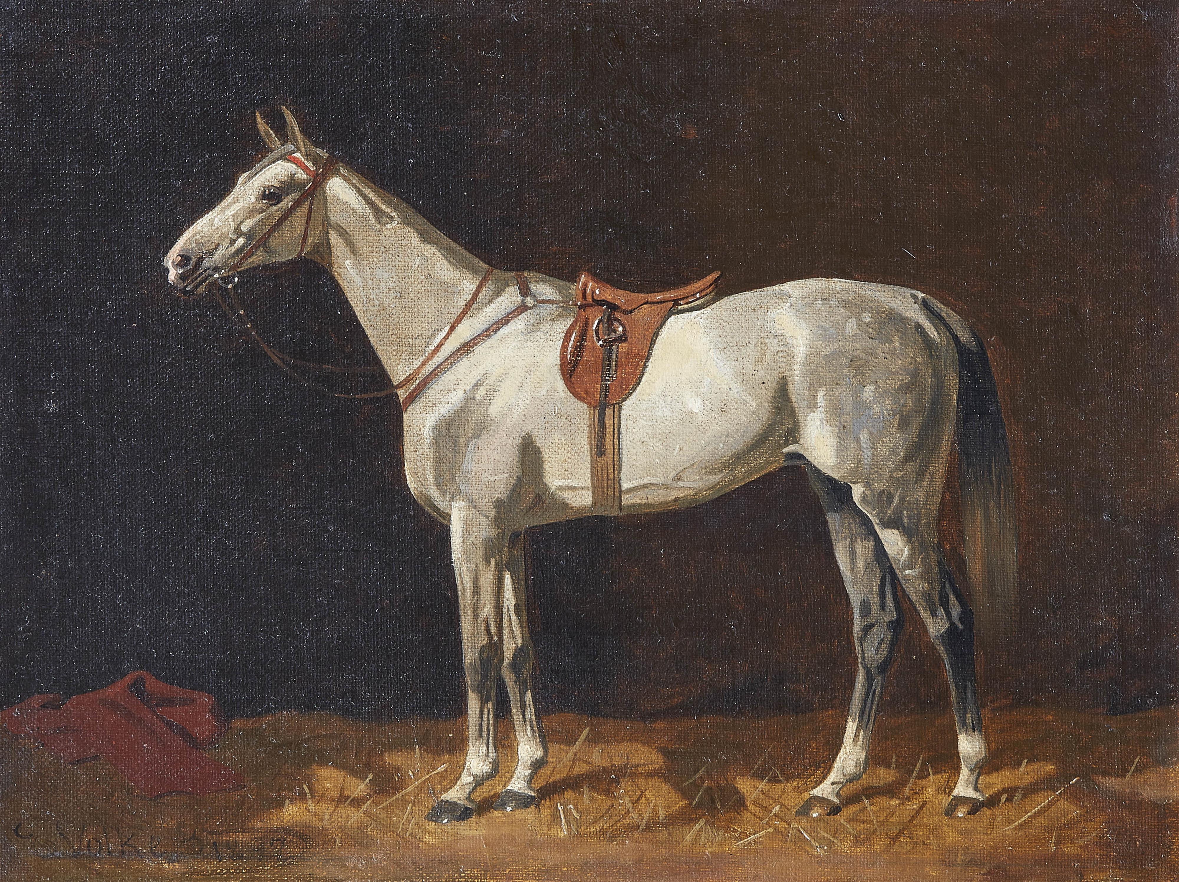 Emil Volkers - White Horse in a Stable - image-1