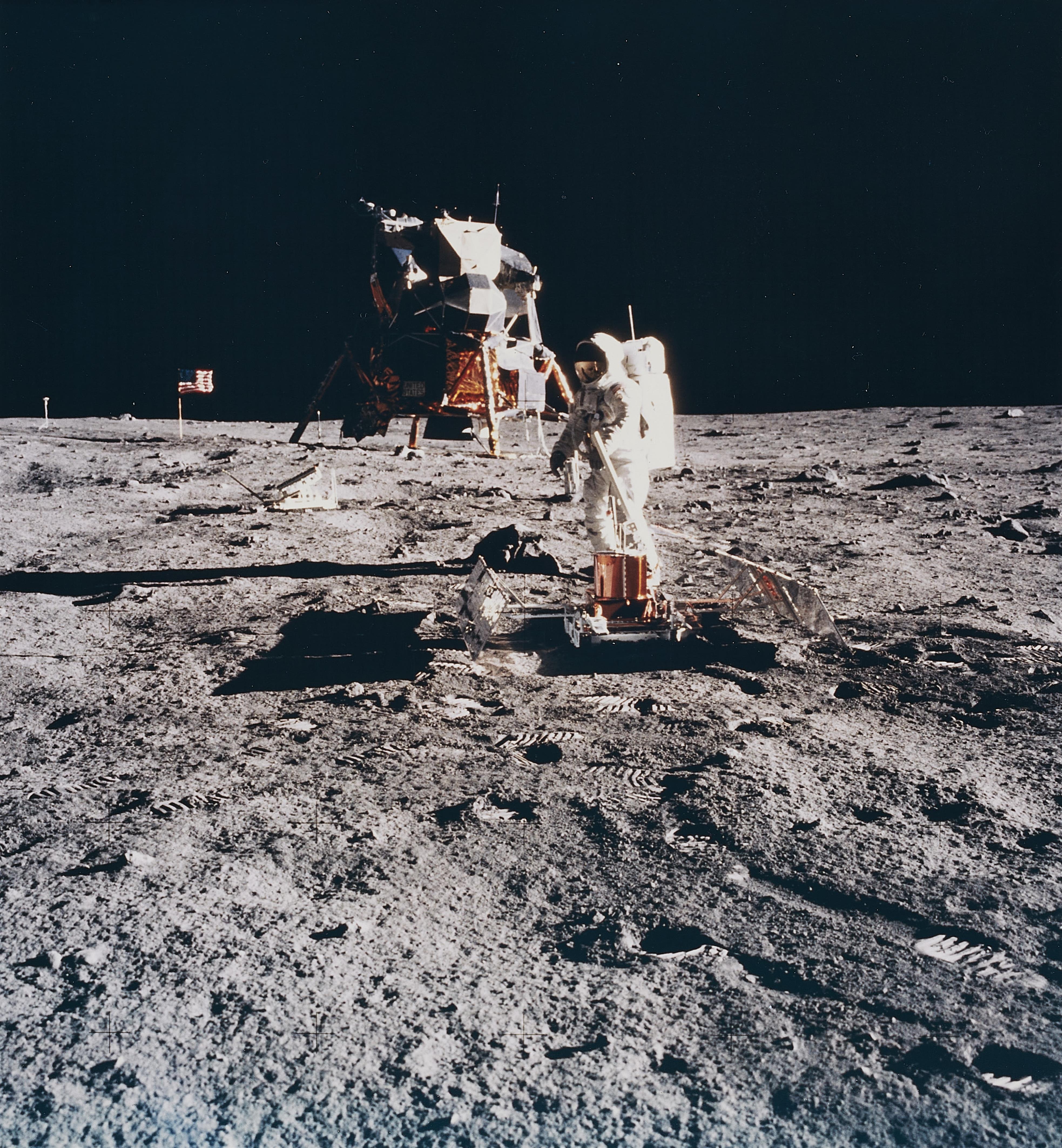 NASA - Astronaut Edwin E. Aldrin Jr. deploying the Early Apollo Scientific Experiments Package, Apollo 11 - image-1