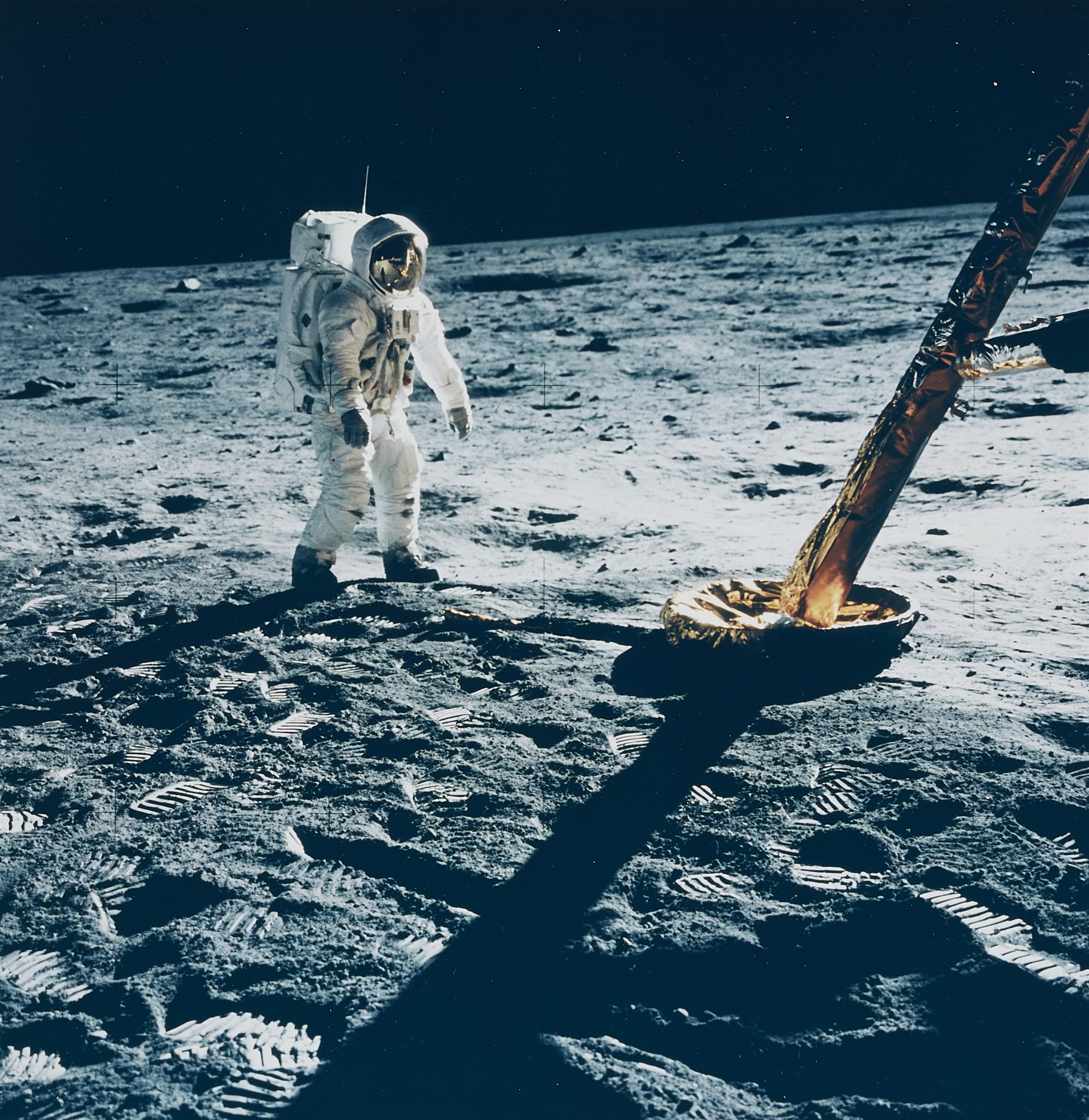 NASA - Astronaut Edwin E. Aldrin Jr. walks on the Moon near a leg of the Lunar Module, Apollo 11 - image-1