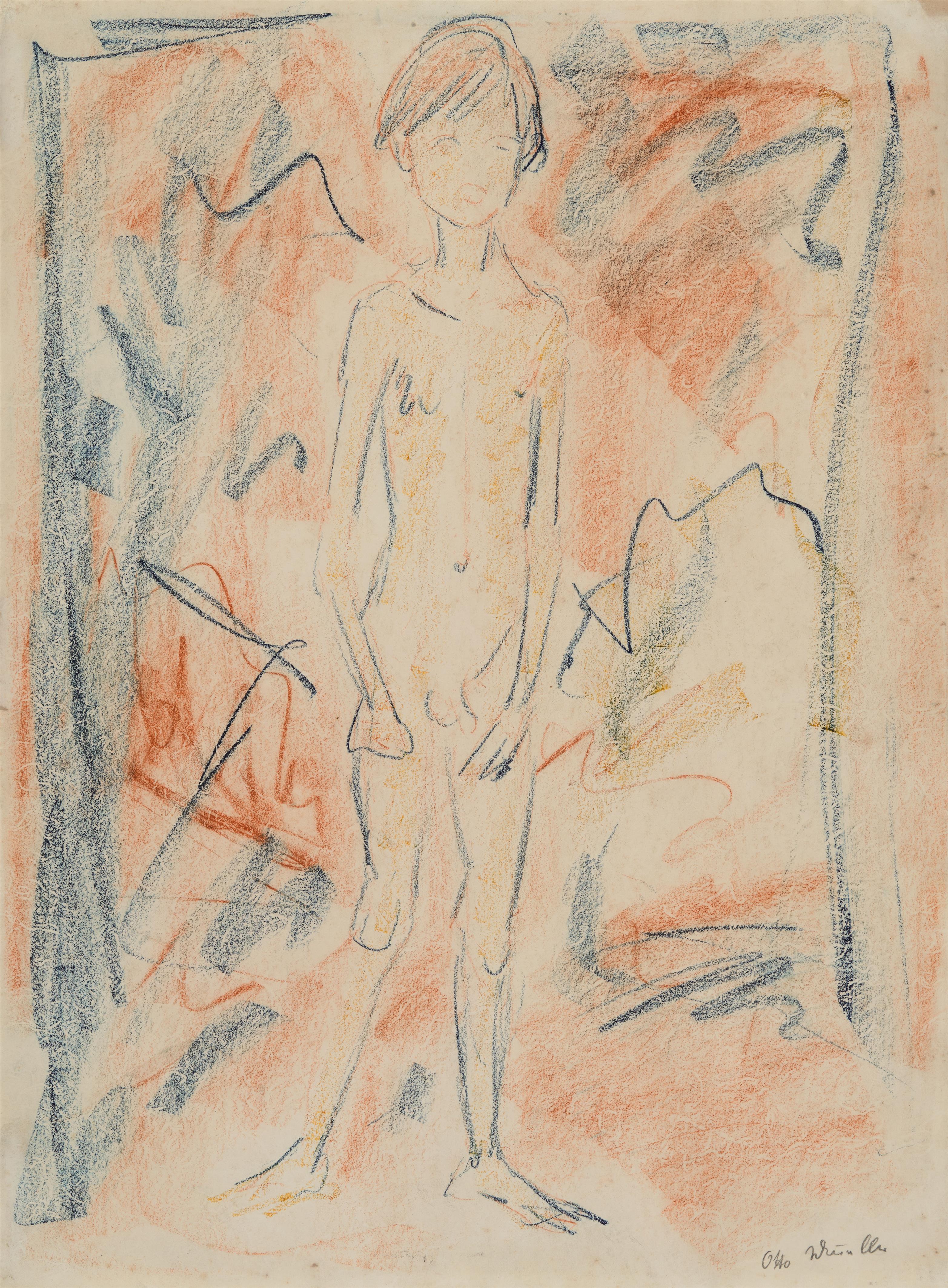 Otto Mueller - Stehender nackter Knabe von vorn mit herabhängenden Armen - image-1