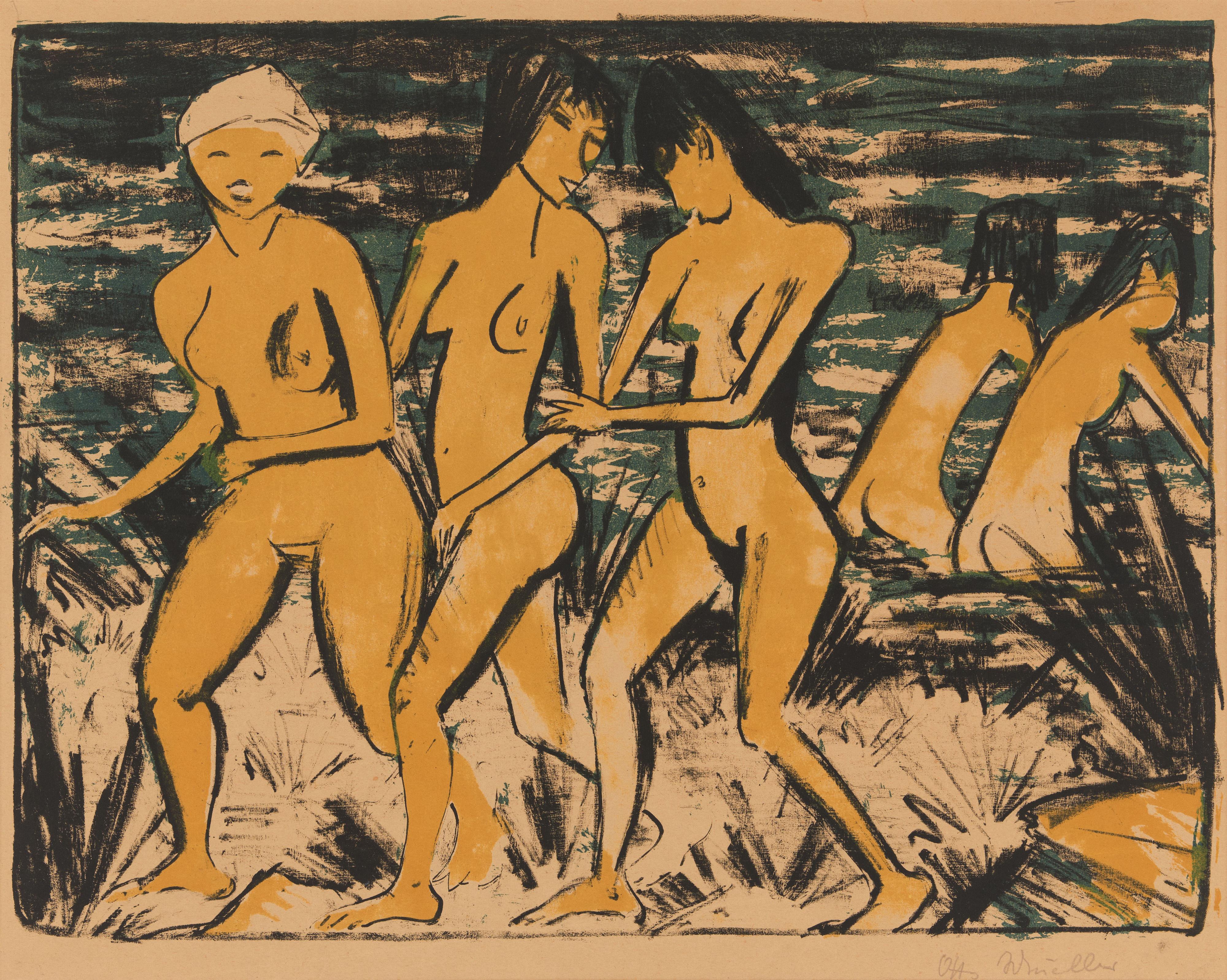 Otto Mueller - Fünf gelbe Akte am Wasser - image-1