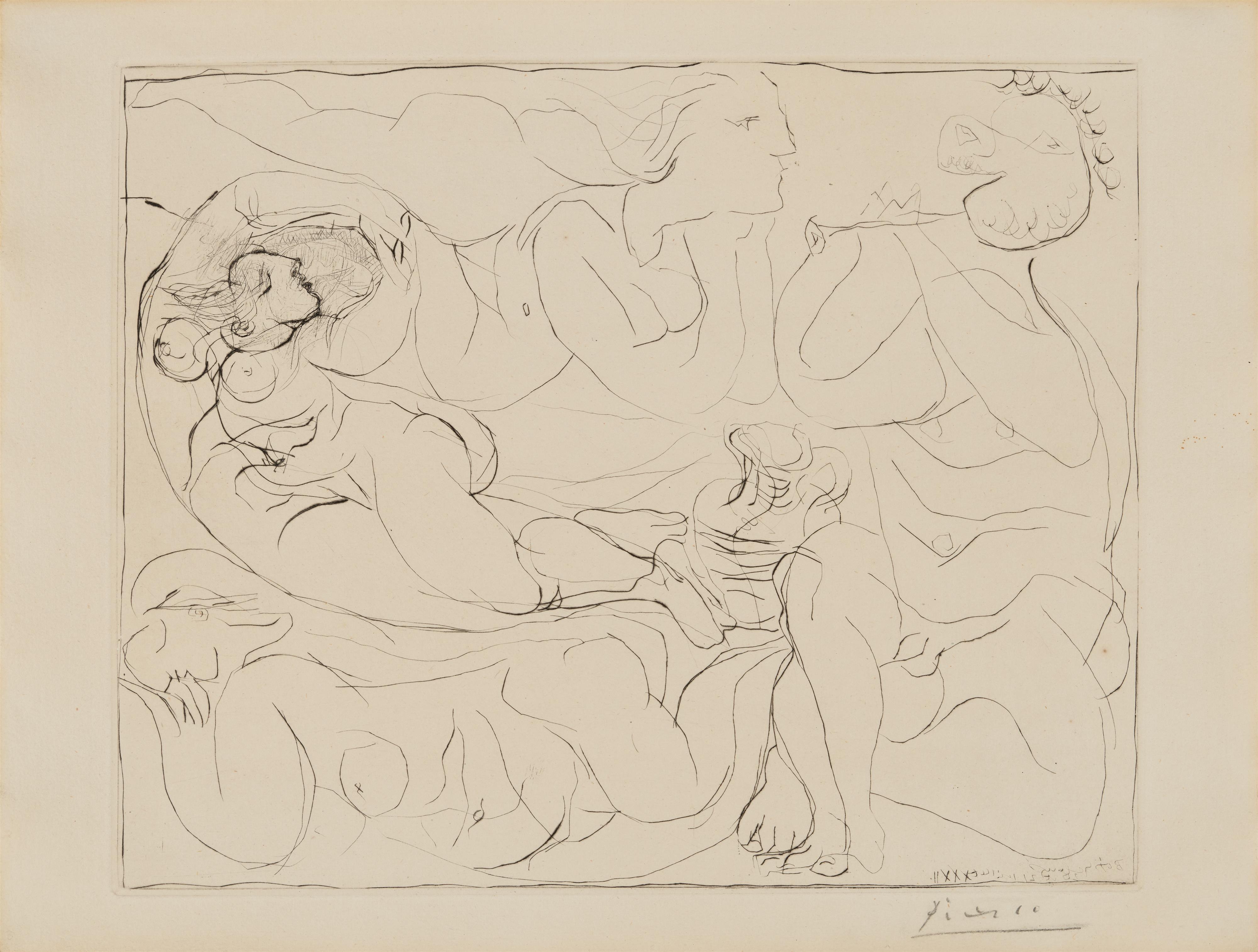 Pablo Picasso - Flûtiste et trois femmes nues - image-1