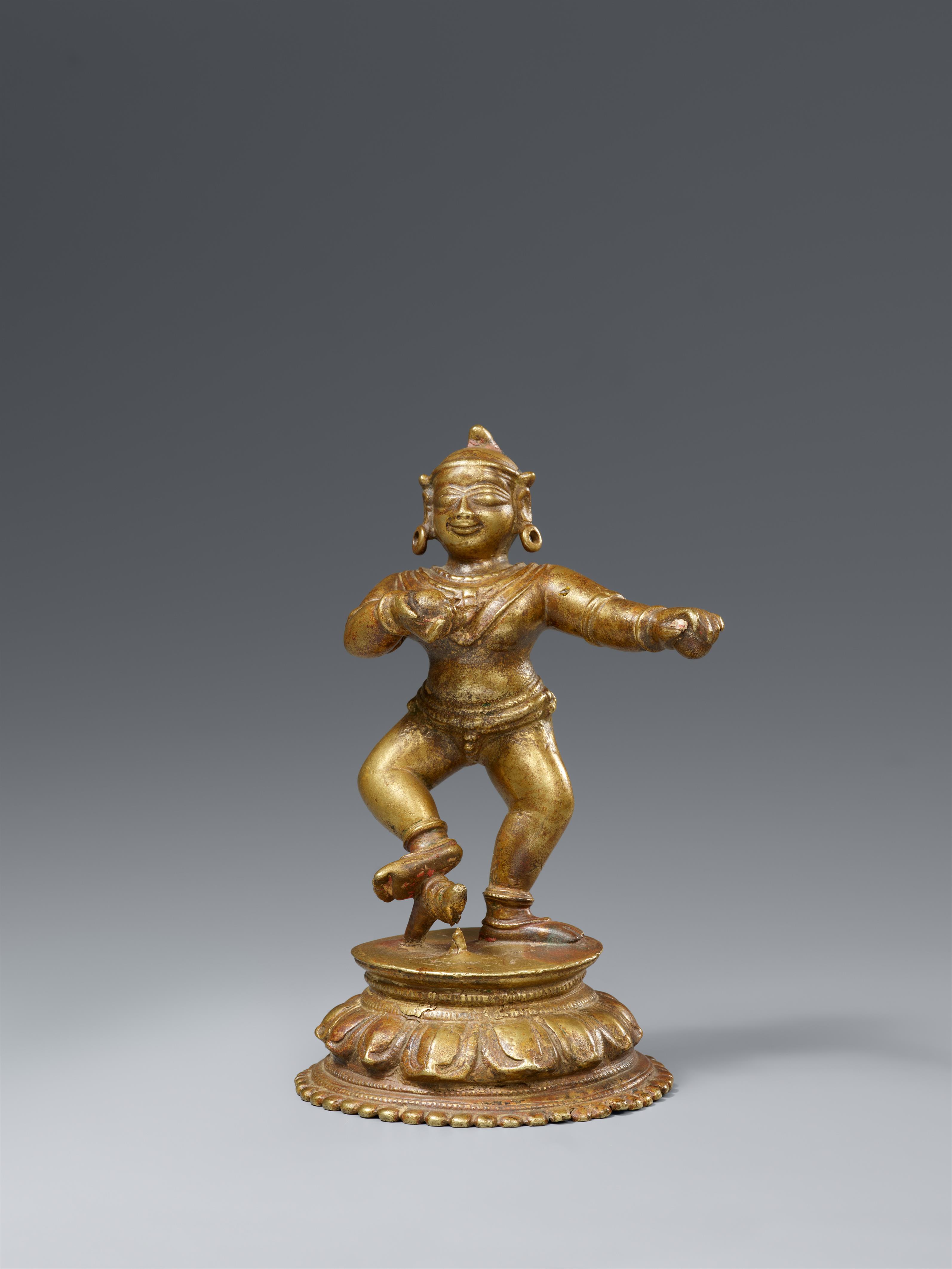 Tanzender Krishna. Gelbguss. Ost-Indien. Wohl Orissa. 17. Jh. oder früher - image-1