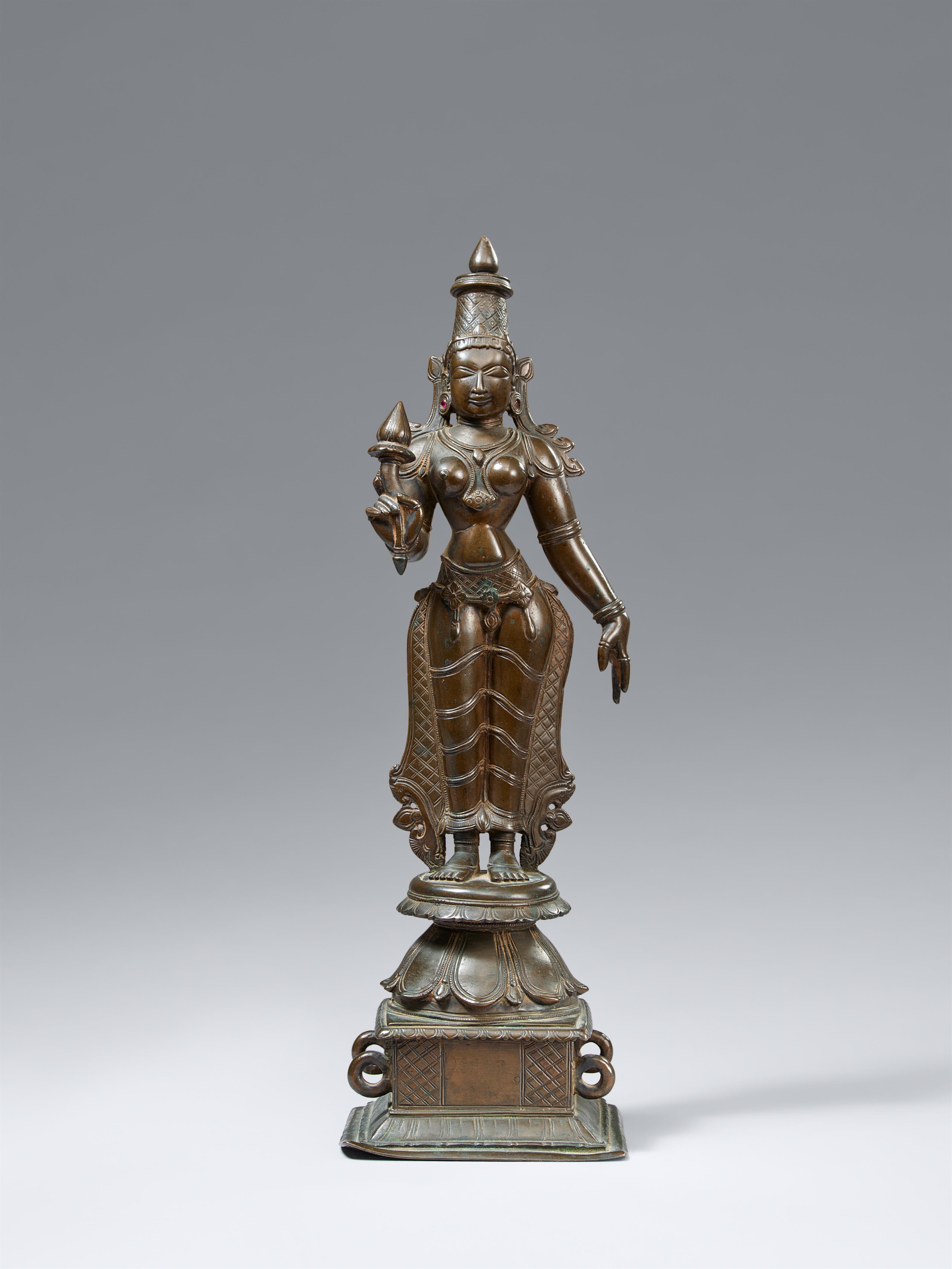 A copper alloy figure of Bhudevi. Southern India. Probably 18th century - image-1