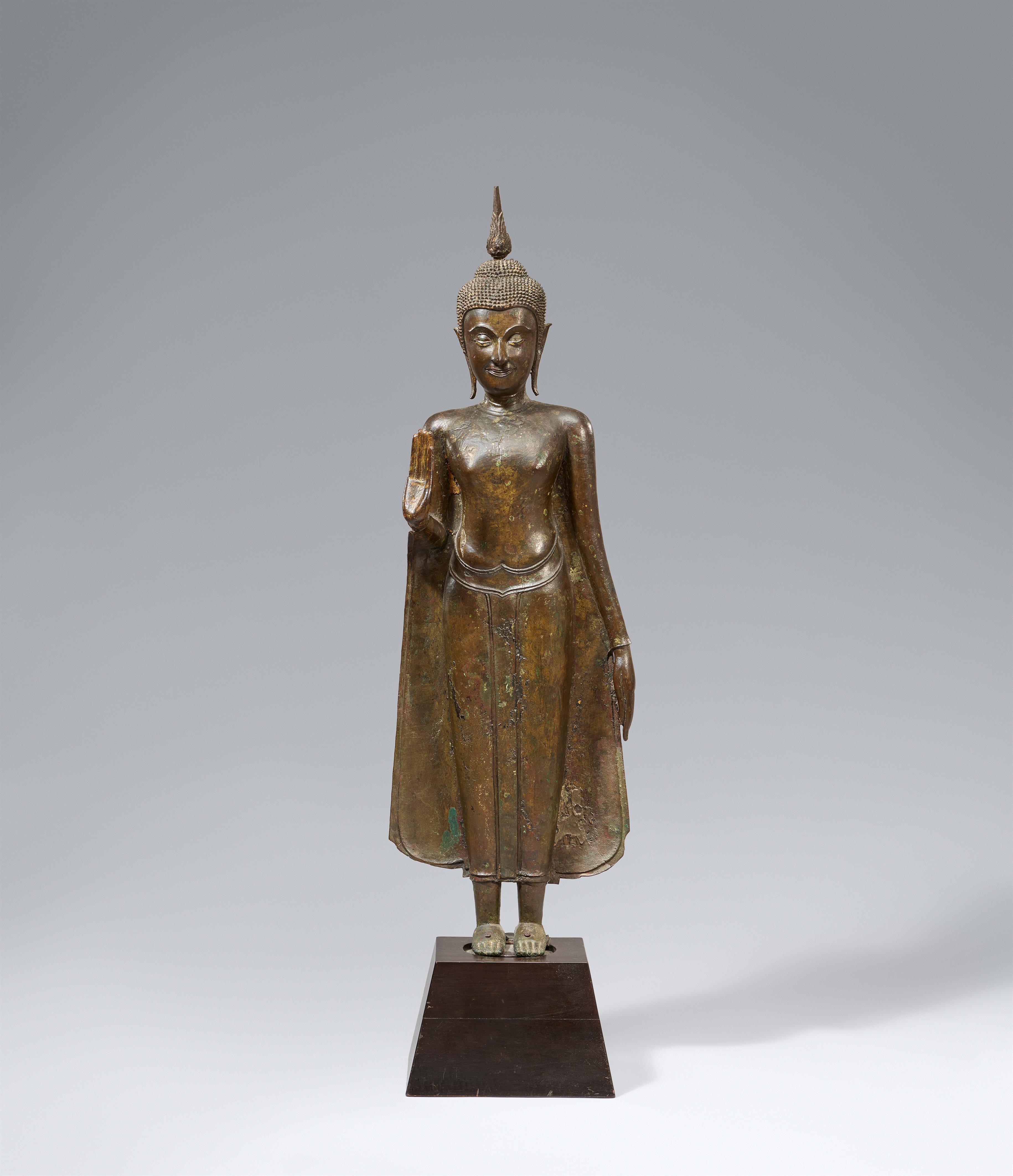 An Ayutthaya bronze figure of a standing Buddha. Thailand. 15th/16th century - image-1