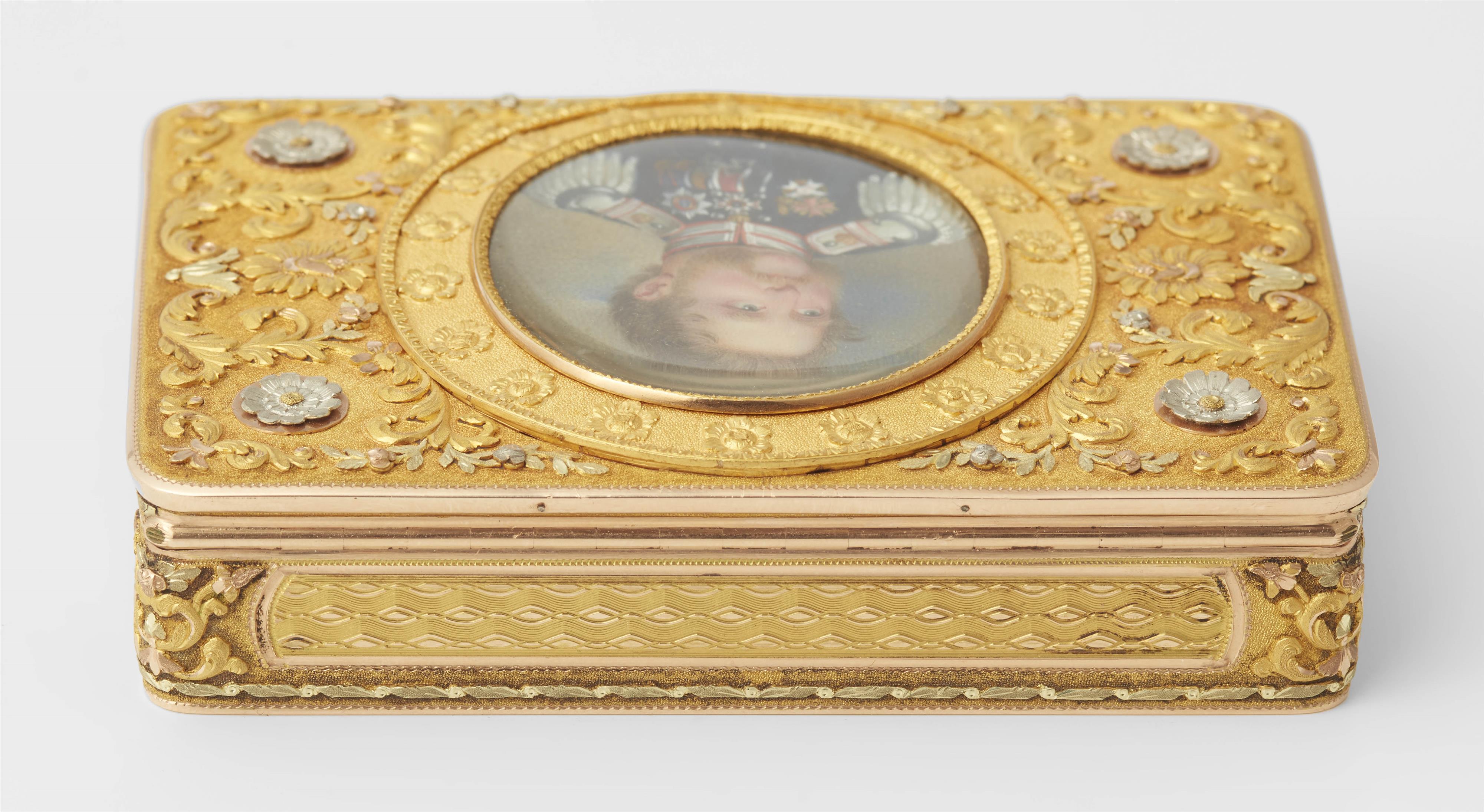 A German 14k four colour gold box with portrait of the electoral prince and landgrave Wilhelm II von Hessen. - image-5