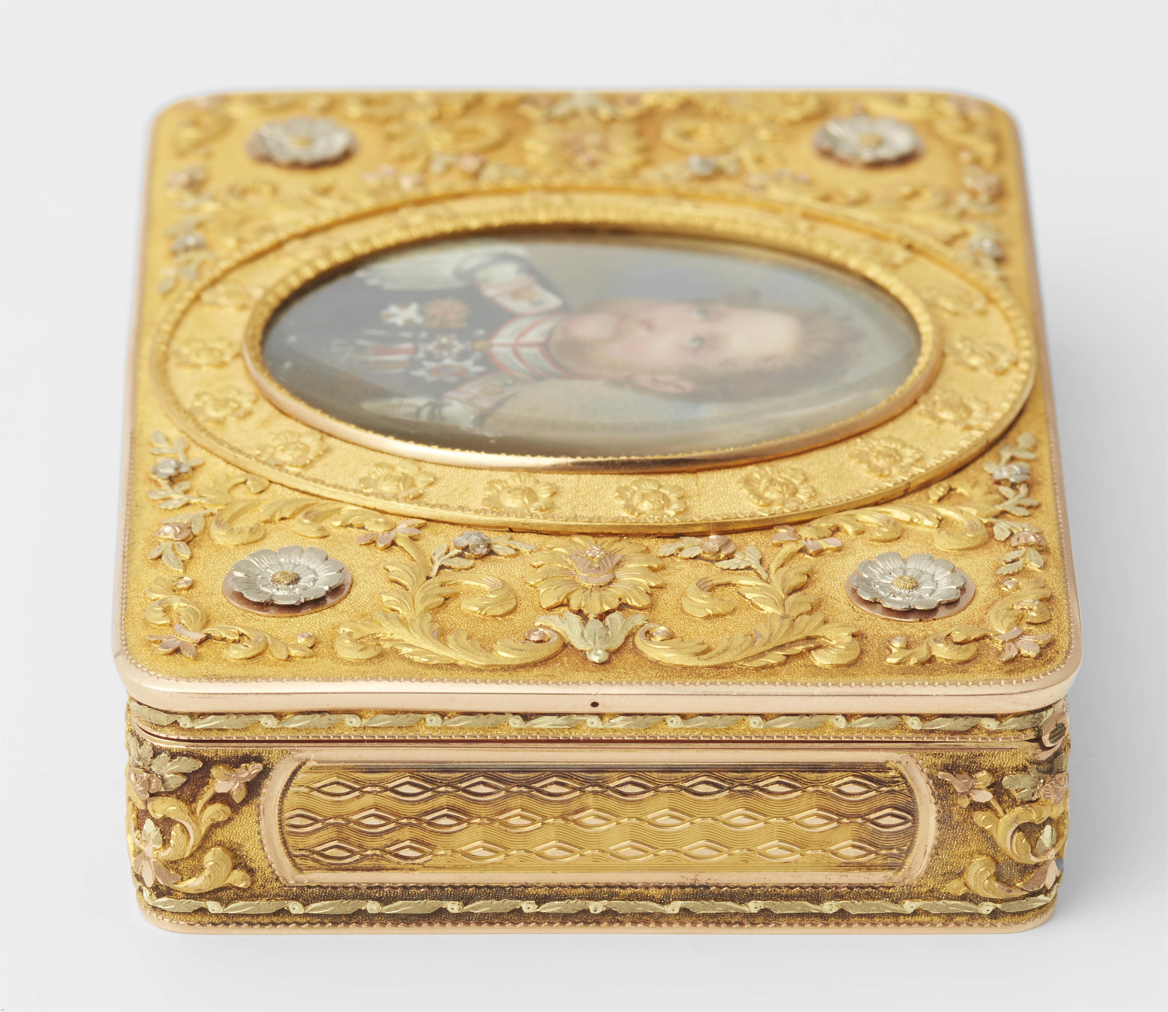 A German 14k four colour gold box with portrait of the electoral prince and landgrave Wilhelm II von Hessen. - image-6