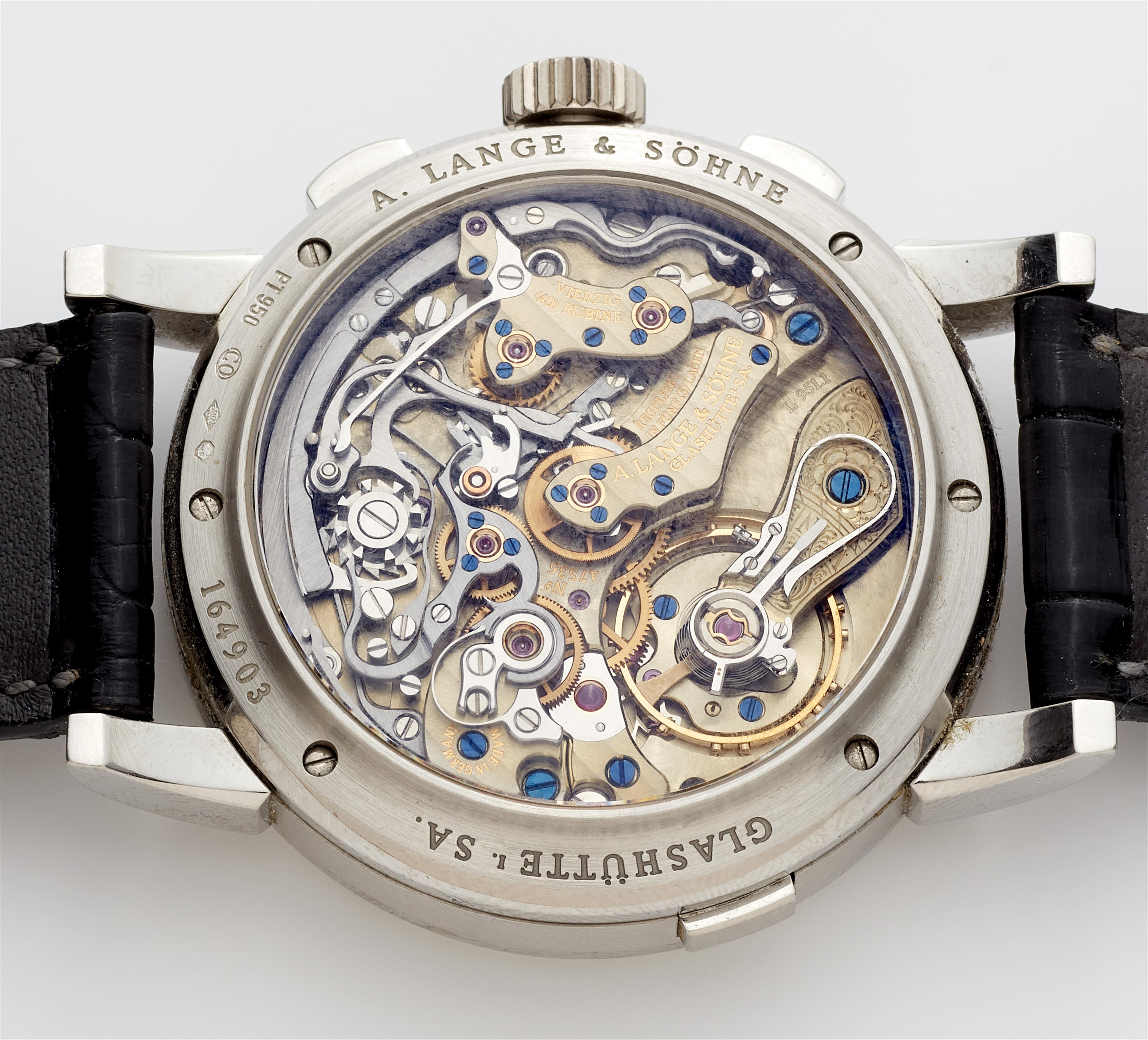 Important platinum manual winding A. Lange & Söhne Datograph Flyback Chronograph gentleman´s wristwatch. - image-3