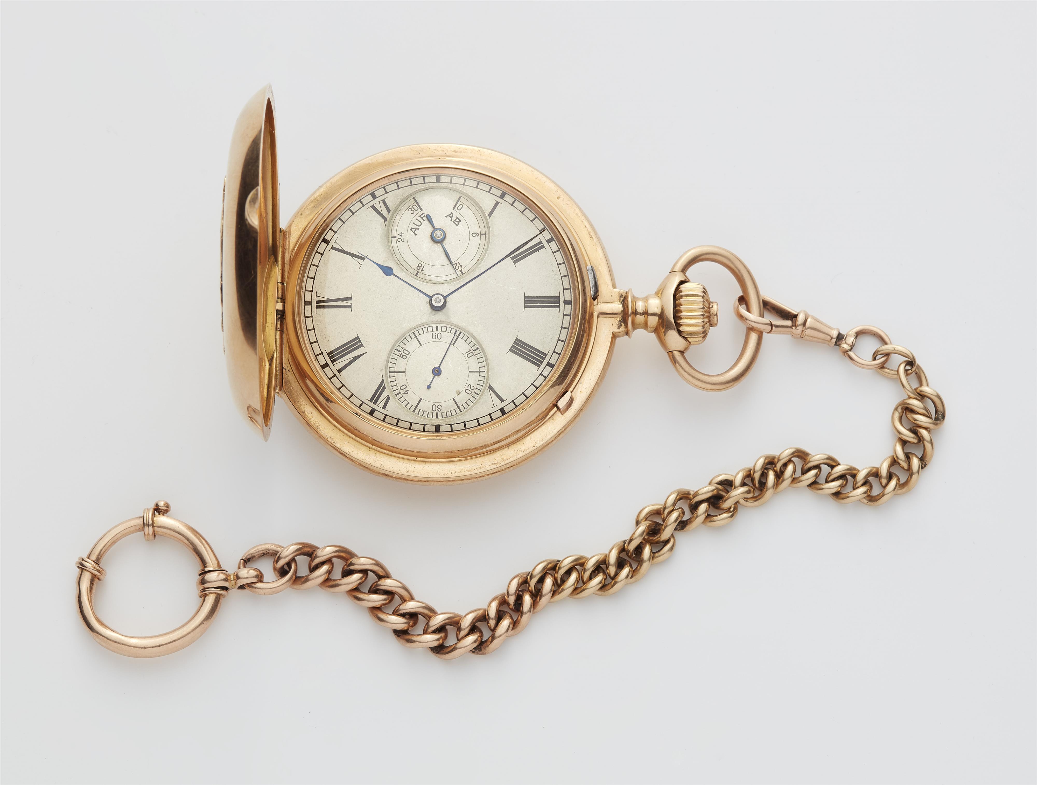 A very rare 18k rose gold A. Lange & Söhne carousel savonette pocket watch with extract form the archives. - image-1