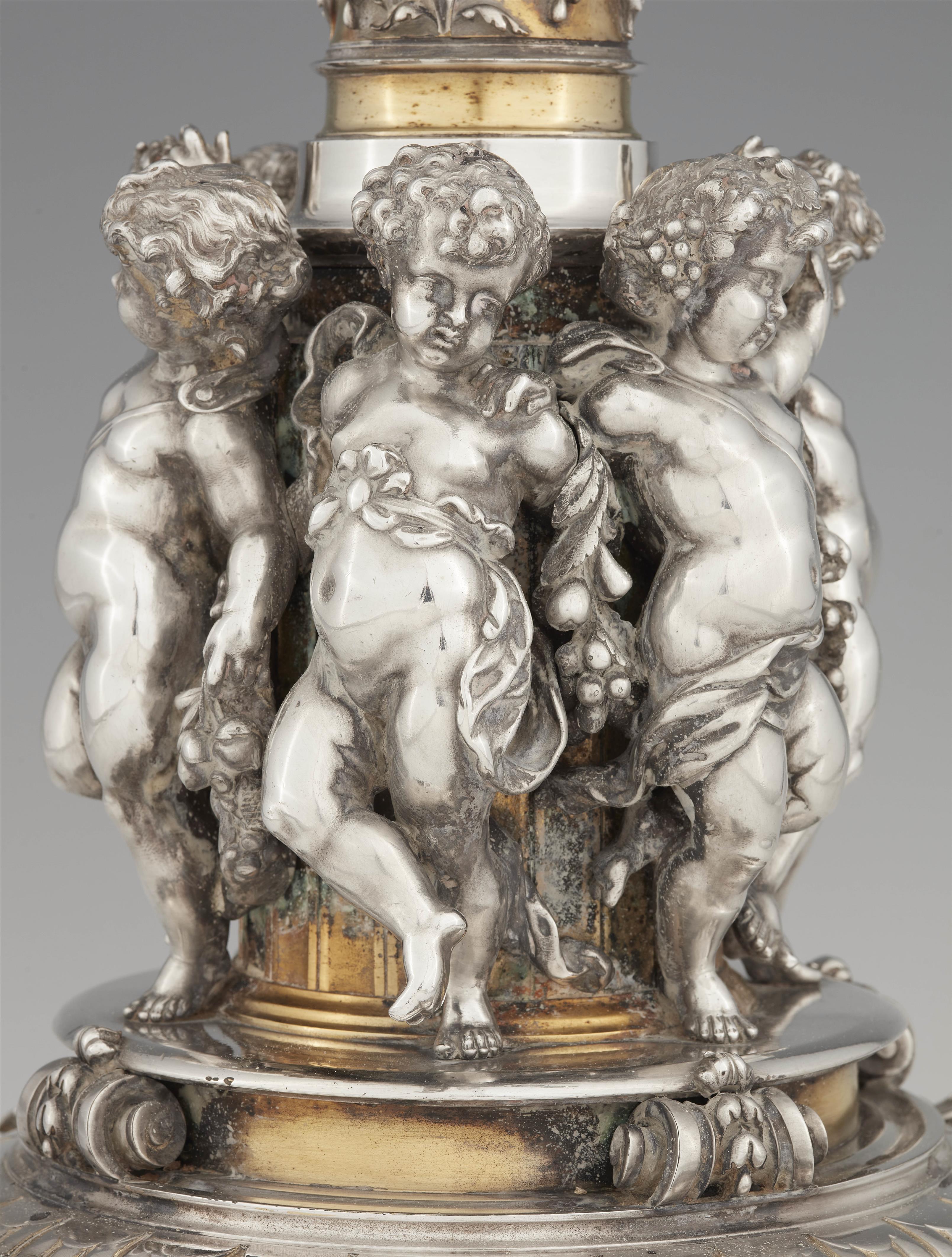 A silver and gold plated bronze candelabra made for Baron Abraham Oppenheim - image-2