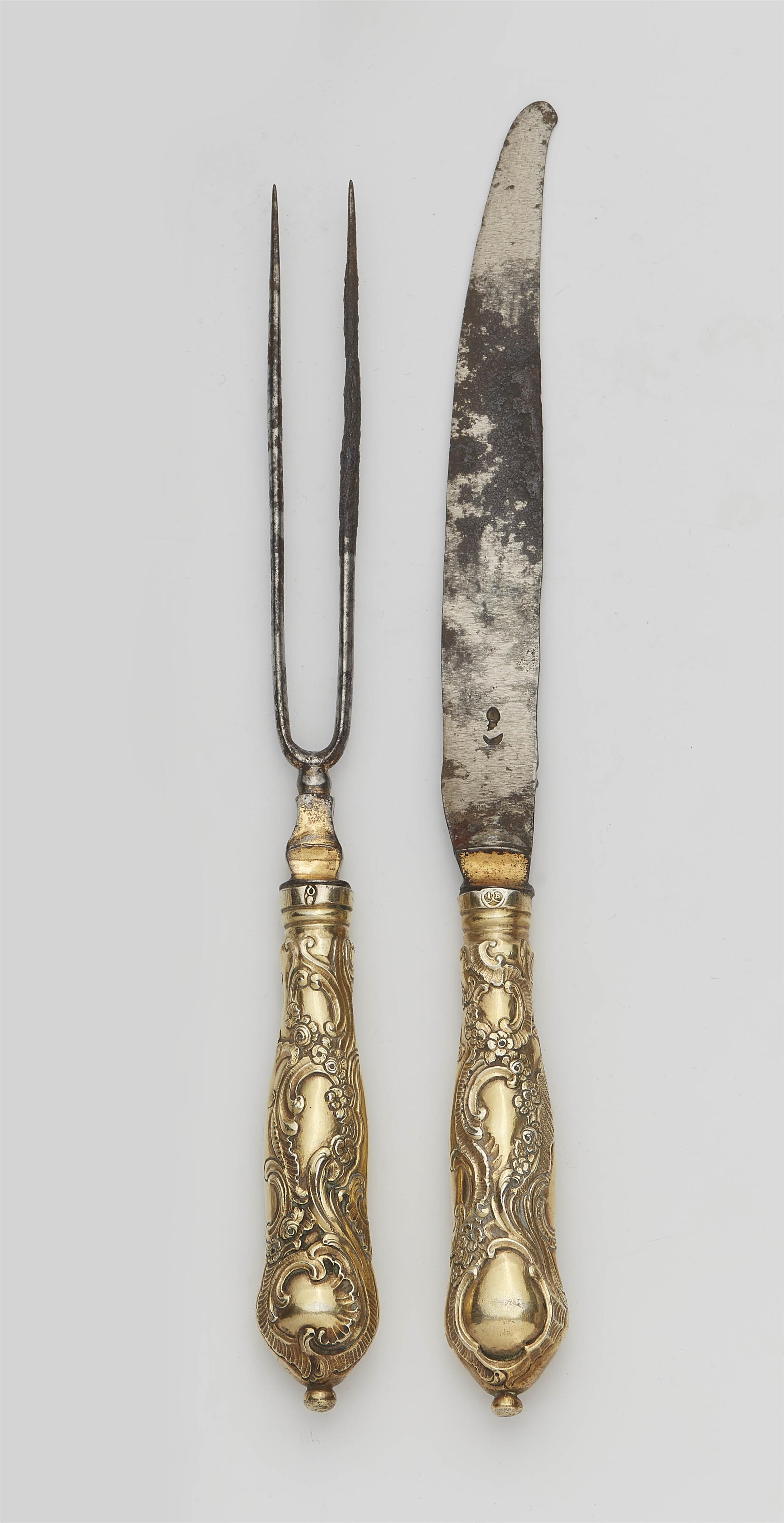An Augsburg Rococo silver gilt cutlery set - image-1