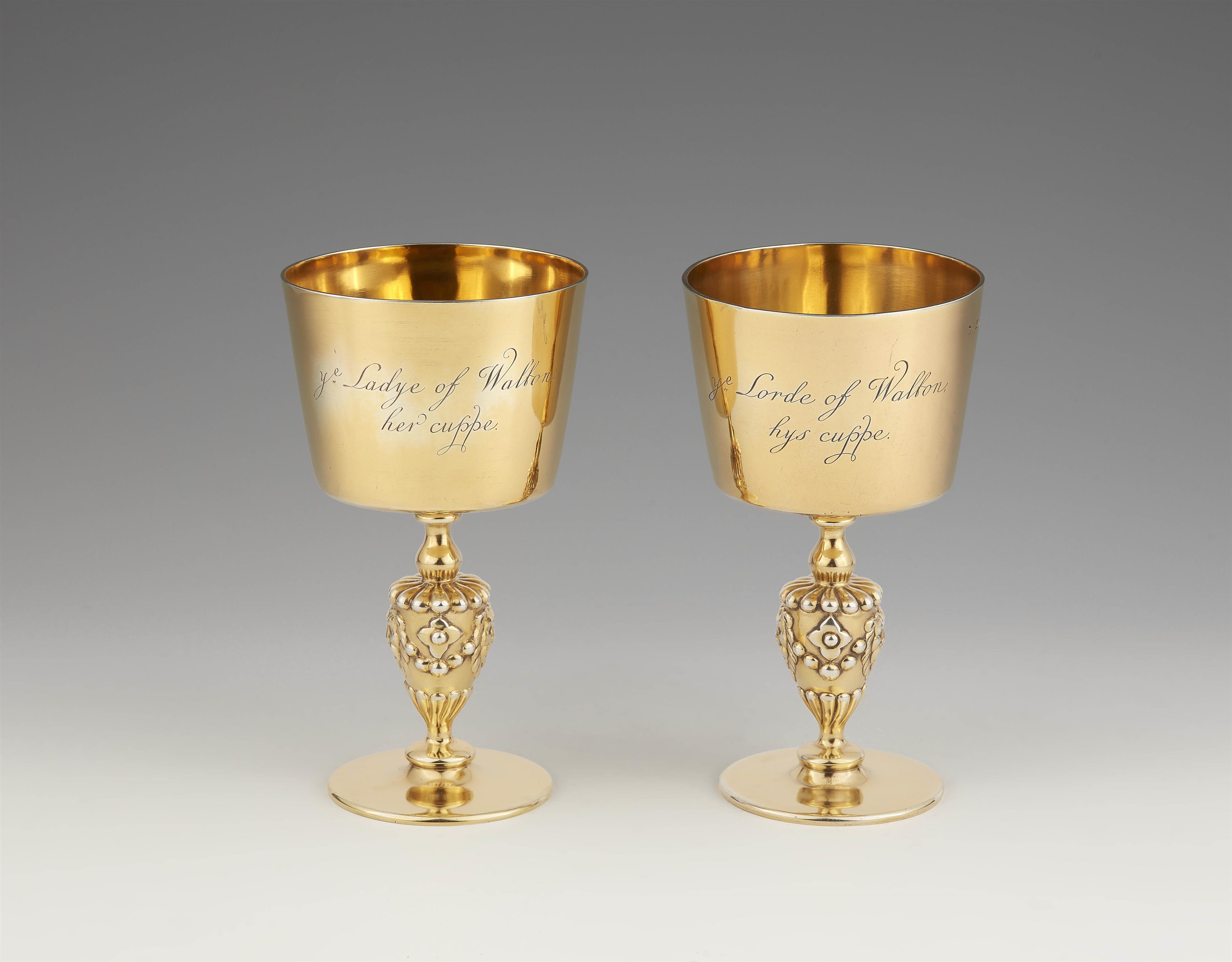 A pair of Victorian silver gilt goblets - image-2
