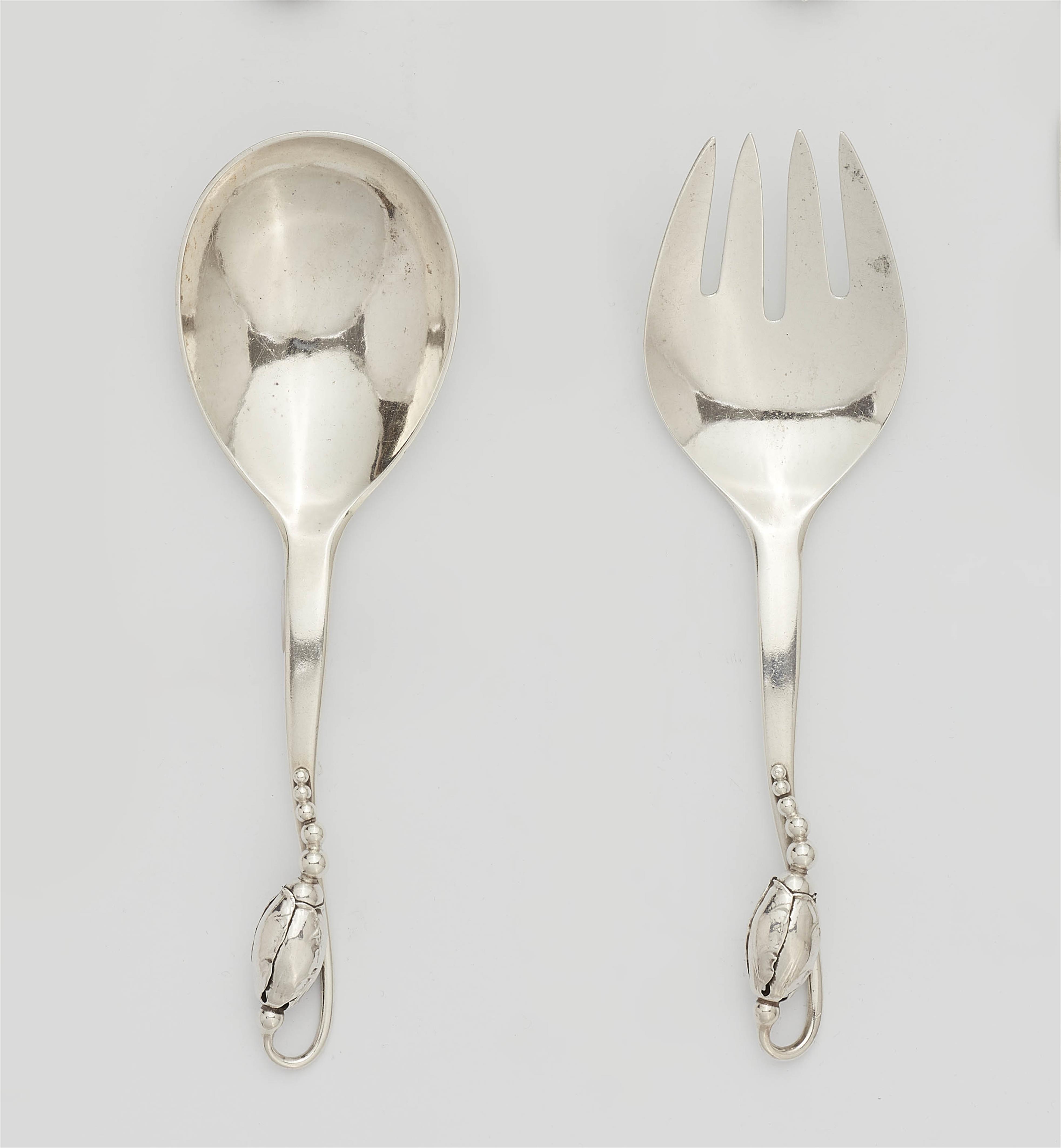 A set of Copenhagen silver serving cutlery, model no. 84 - image-1