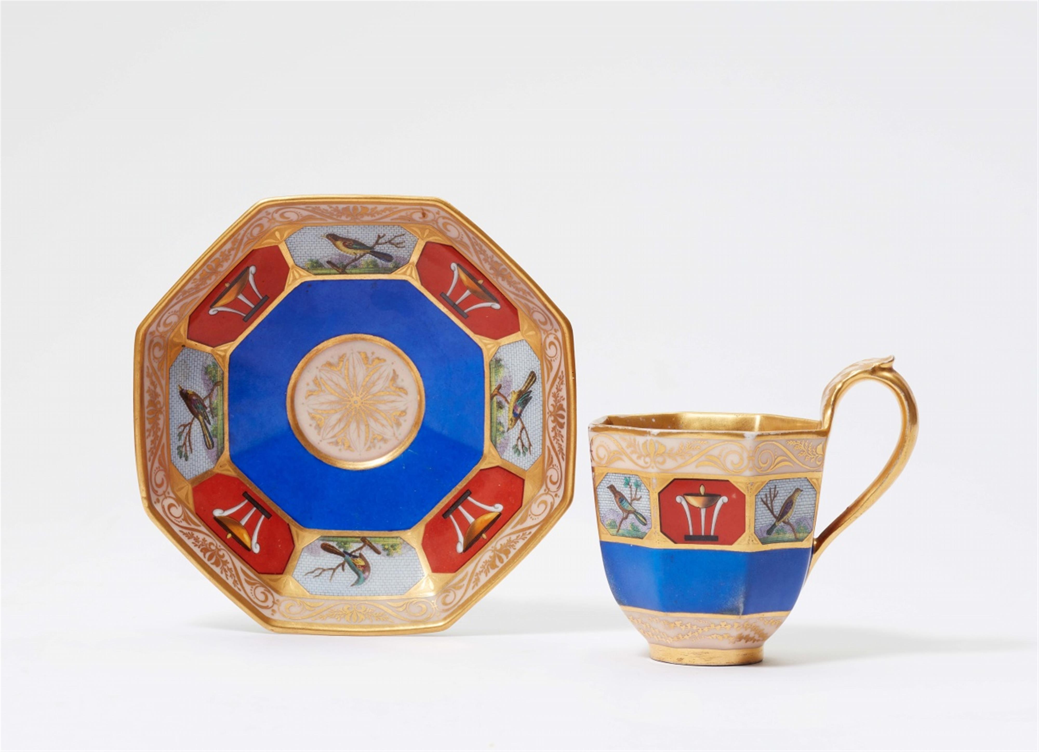 A porcelain cup and saucer with micromosaic birds - image-1