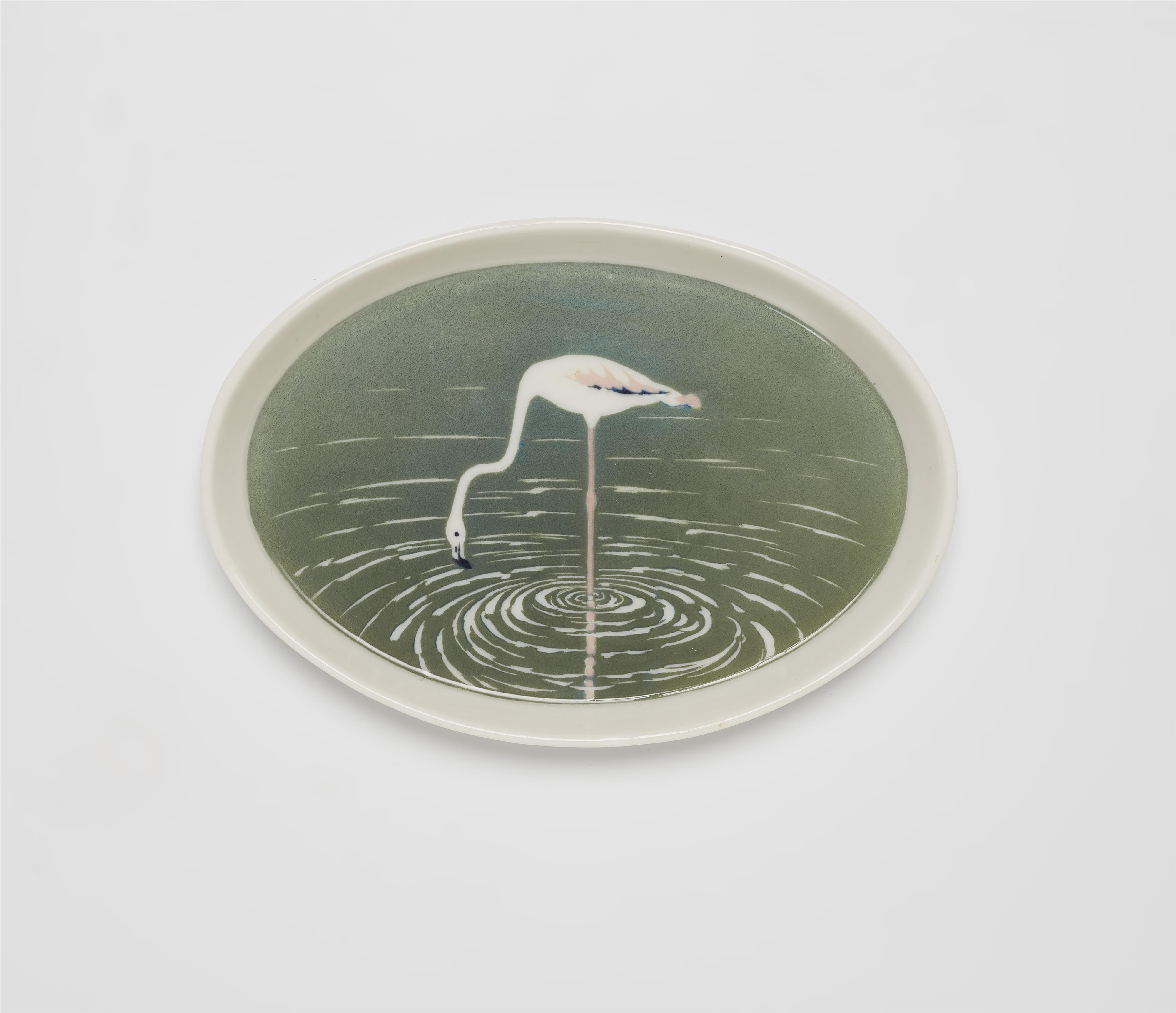 A Meissen porcelain dish with a flamingo motif - image-1