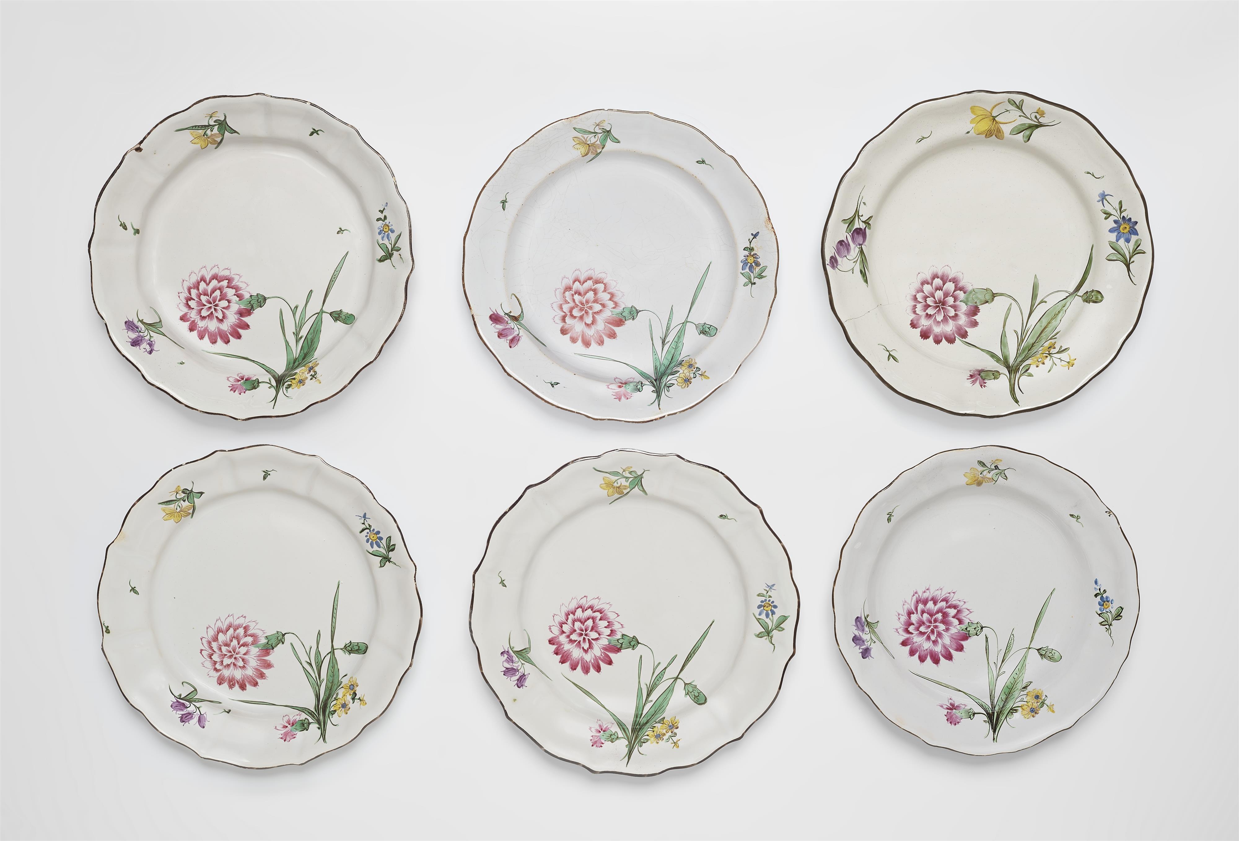 Six plates with carnation motifs - image-1