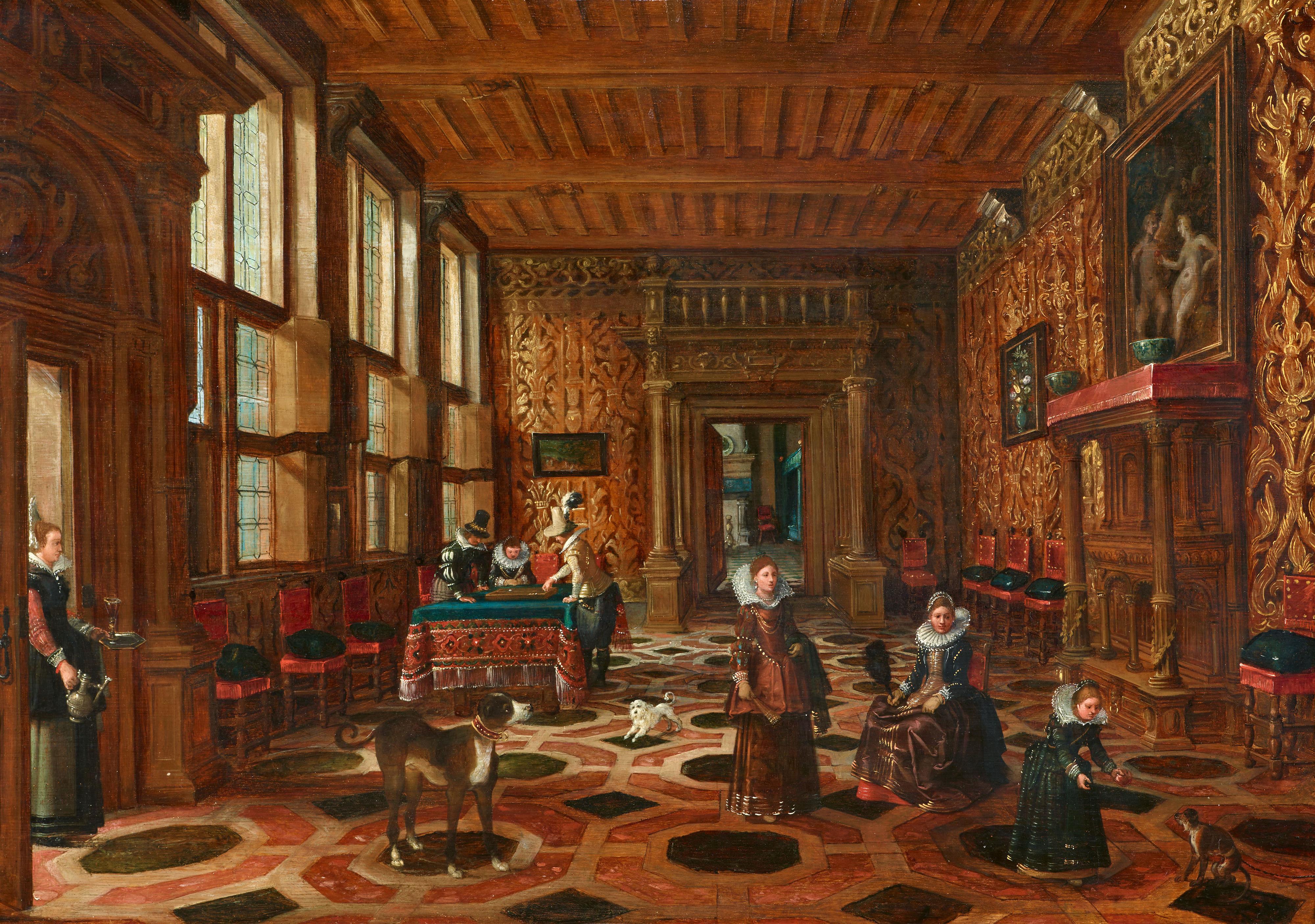 Paul Vredeman de Vries - Elegant Company in a Palace - image-1