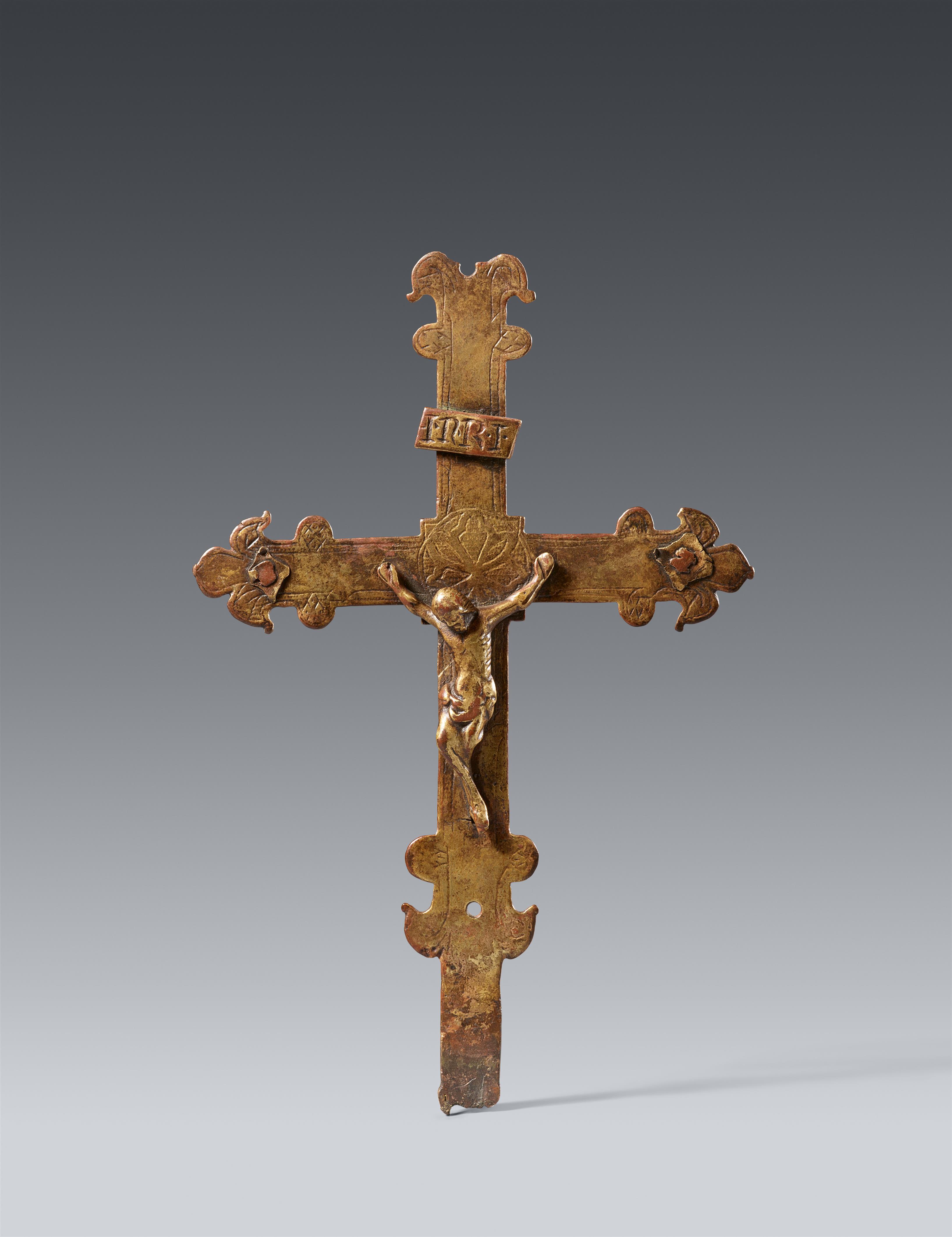 Probably Italy 14th century - A copper Crucifix, presumably 14th century Italy - image-1