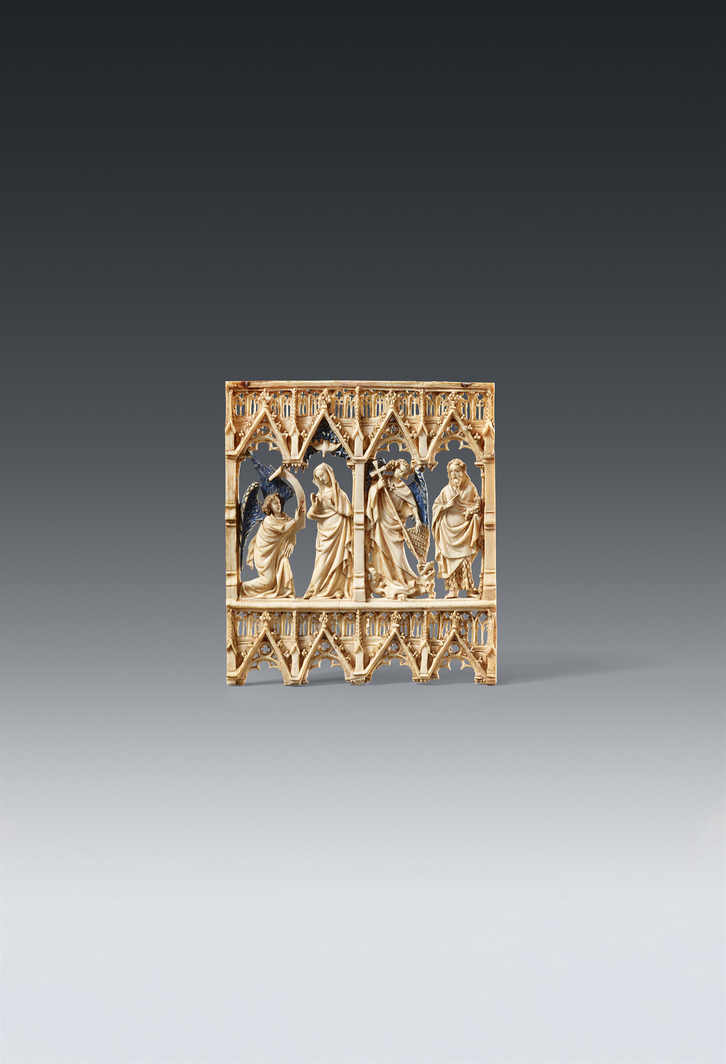 Paris 14. Jahrhundert - Elfenbeinrelief mit Verkündigung und Heiligen - image-1