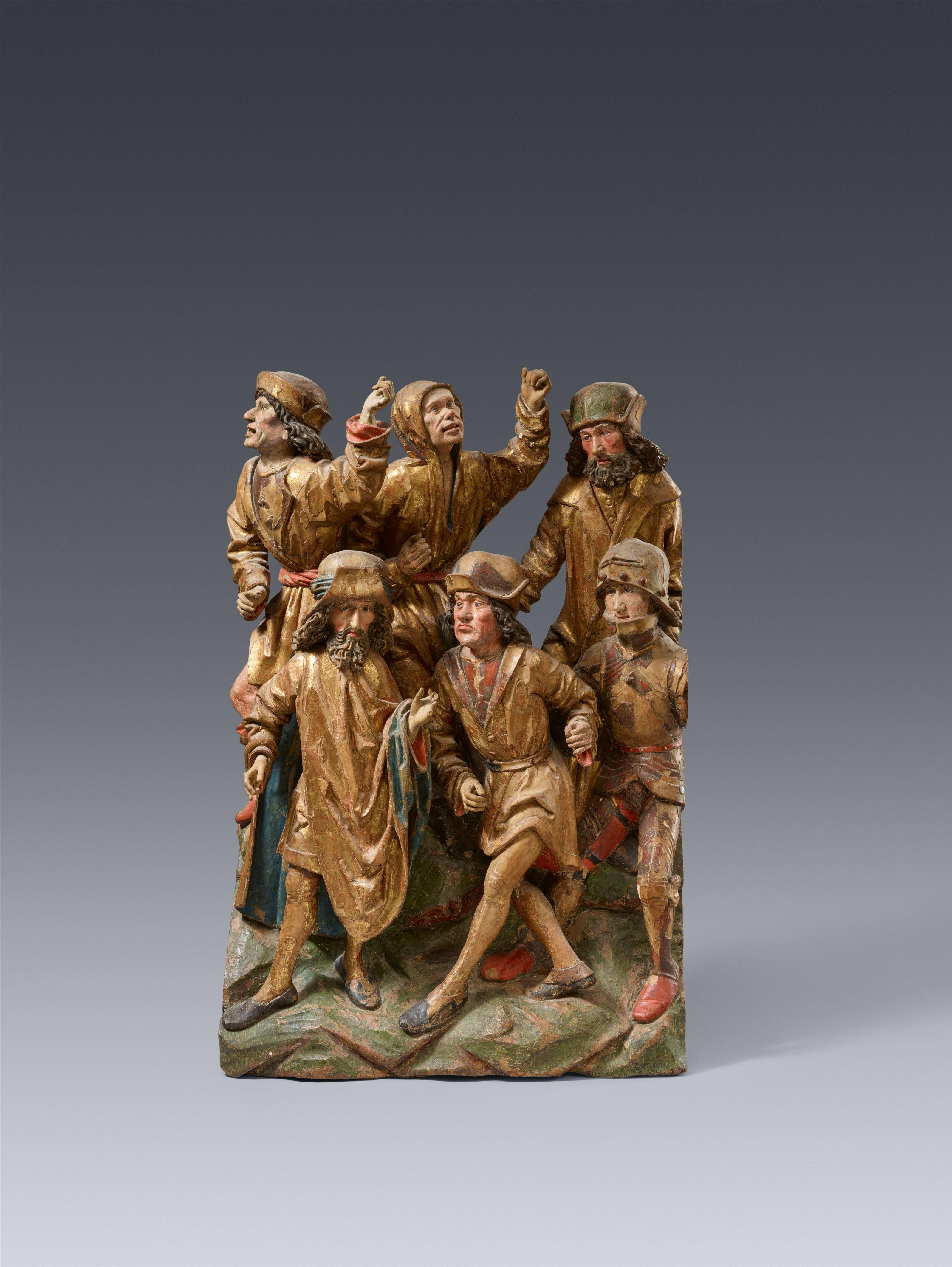 Probably Central Germany ca. 1480/1490 - A carved wood relief from a Crucifixion altarpiece, attributed to Central Germany, around 1480/1490 - image-1
