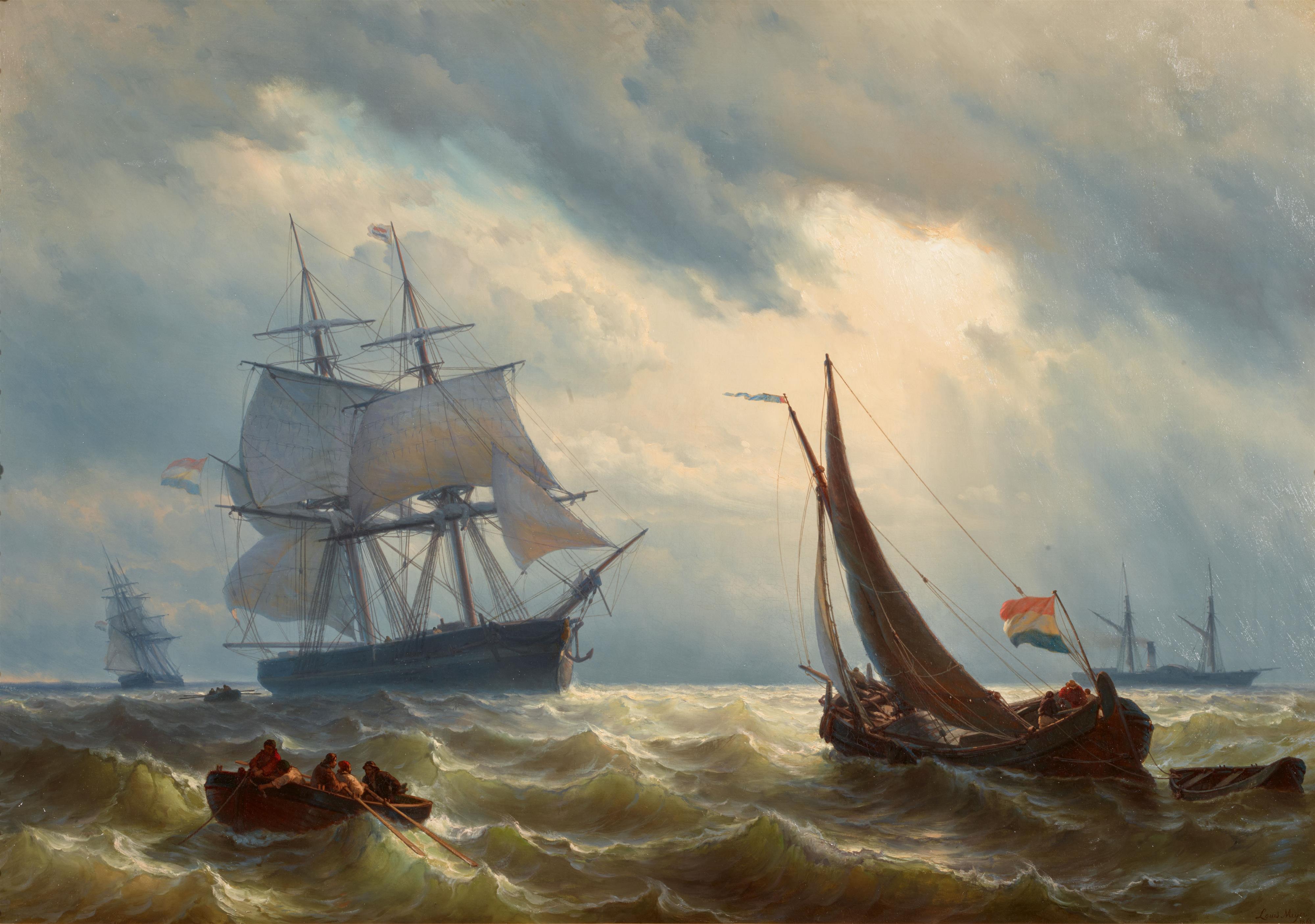 Johan Hendrik Louis Meyer - Cargo Ships off the Coast - image-1