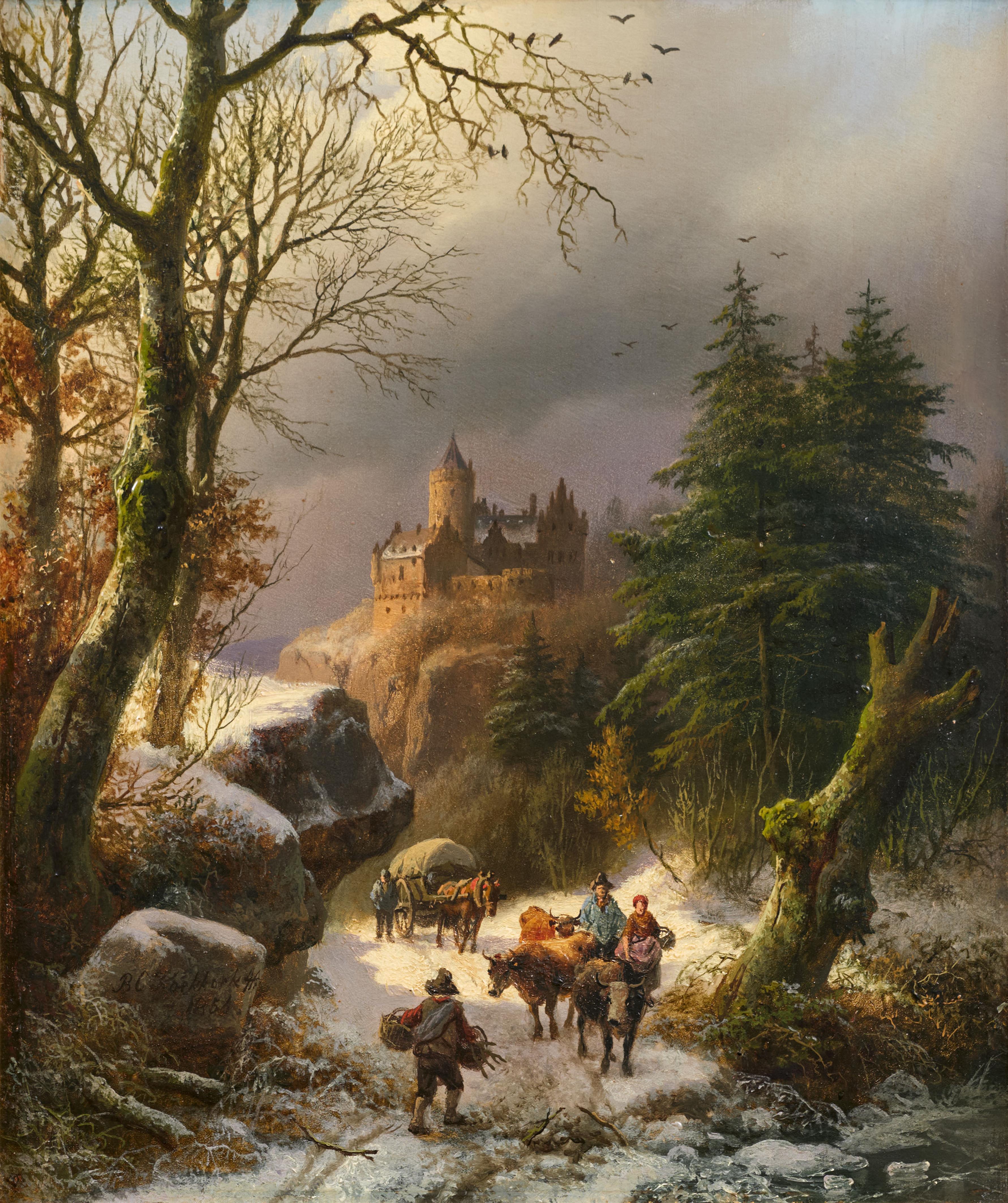 Barend Cornelis Koekkoek - Zwei Gemälde (Pendants): Der Sommer und Der Winter - image-2