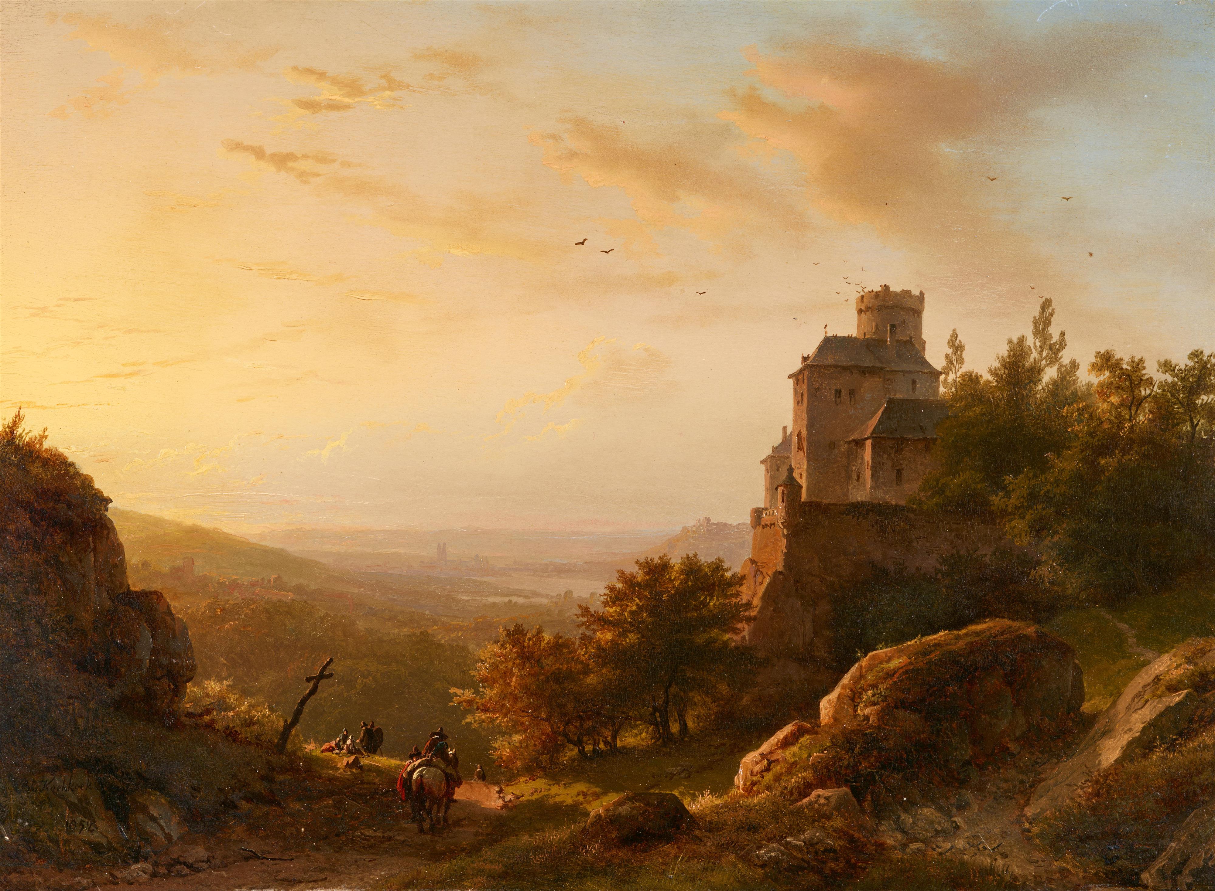 Barend Cornelis Koekkoek - Landscape with Castle - image-1