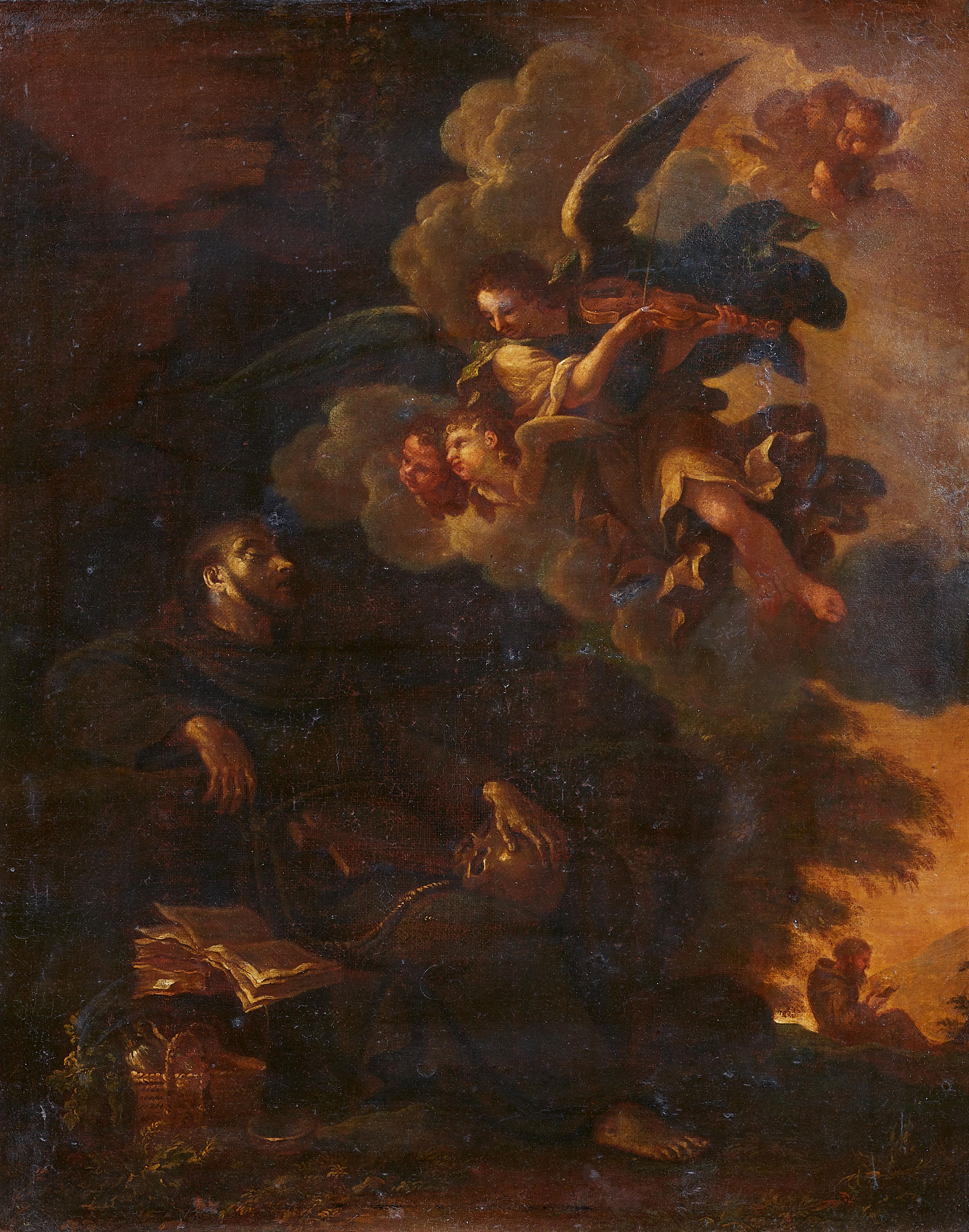 Wohl Bologneser Meister des 17. Jahrhunderts - Der Hl. Franz von Assisi und der musizierende Engel - image-1
